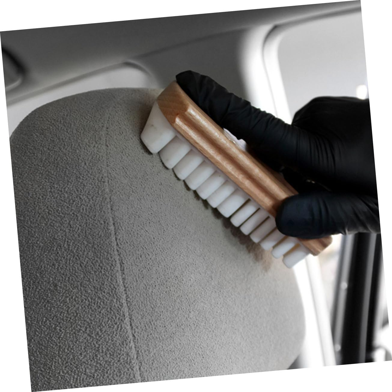 MERRYHAPY Suede Brush Car Interior Cleaning Brush Wood Handle Stain Remover for Car Seats White Automotive Upholstery Cleaner for Vehicle Interior Care image number 4