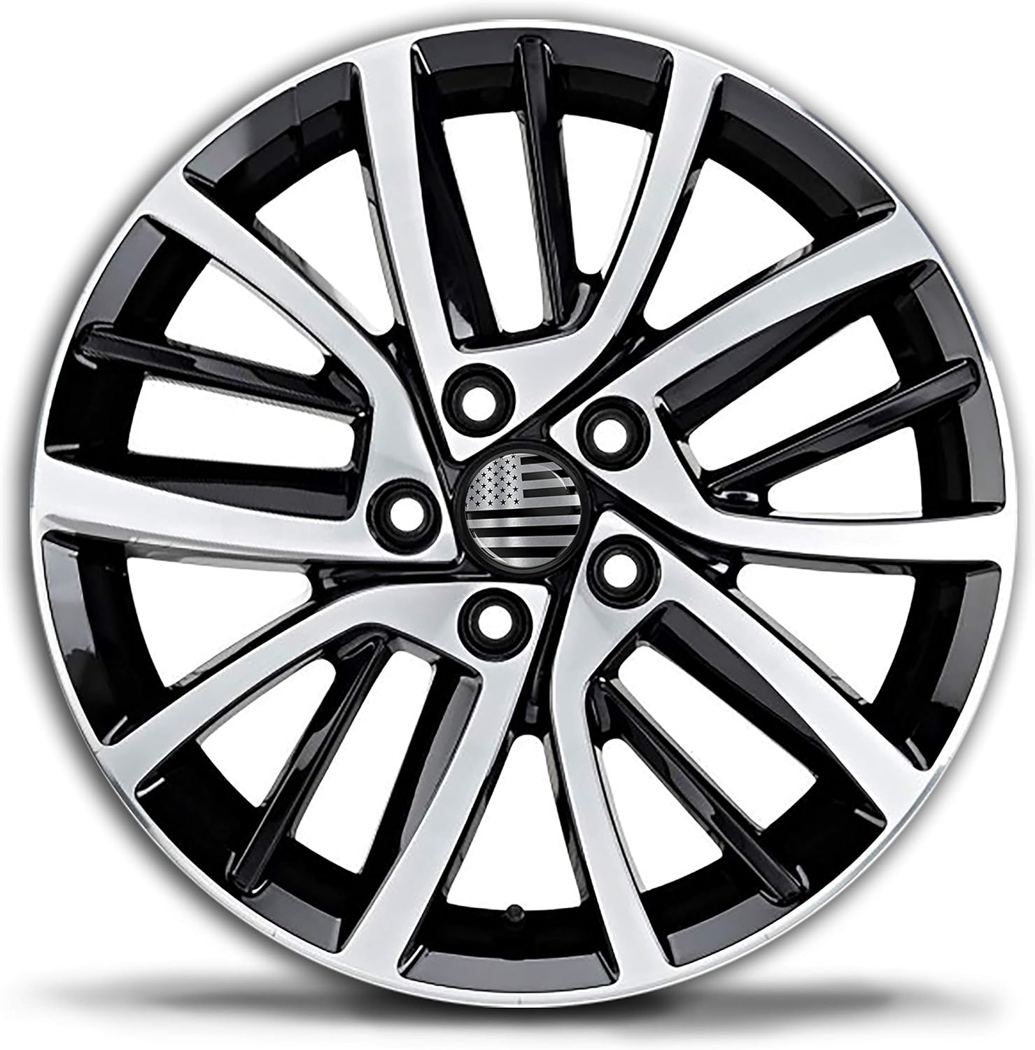 Biomar Labs&reg; 4 X Universal Wheel Centre Alloy Hub Center Caps Hubcaps Compatible with VW Part Number: 3B7601171 USA United States of America American Star National Silver Flag 65Mm CV 16 image number 2