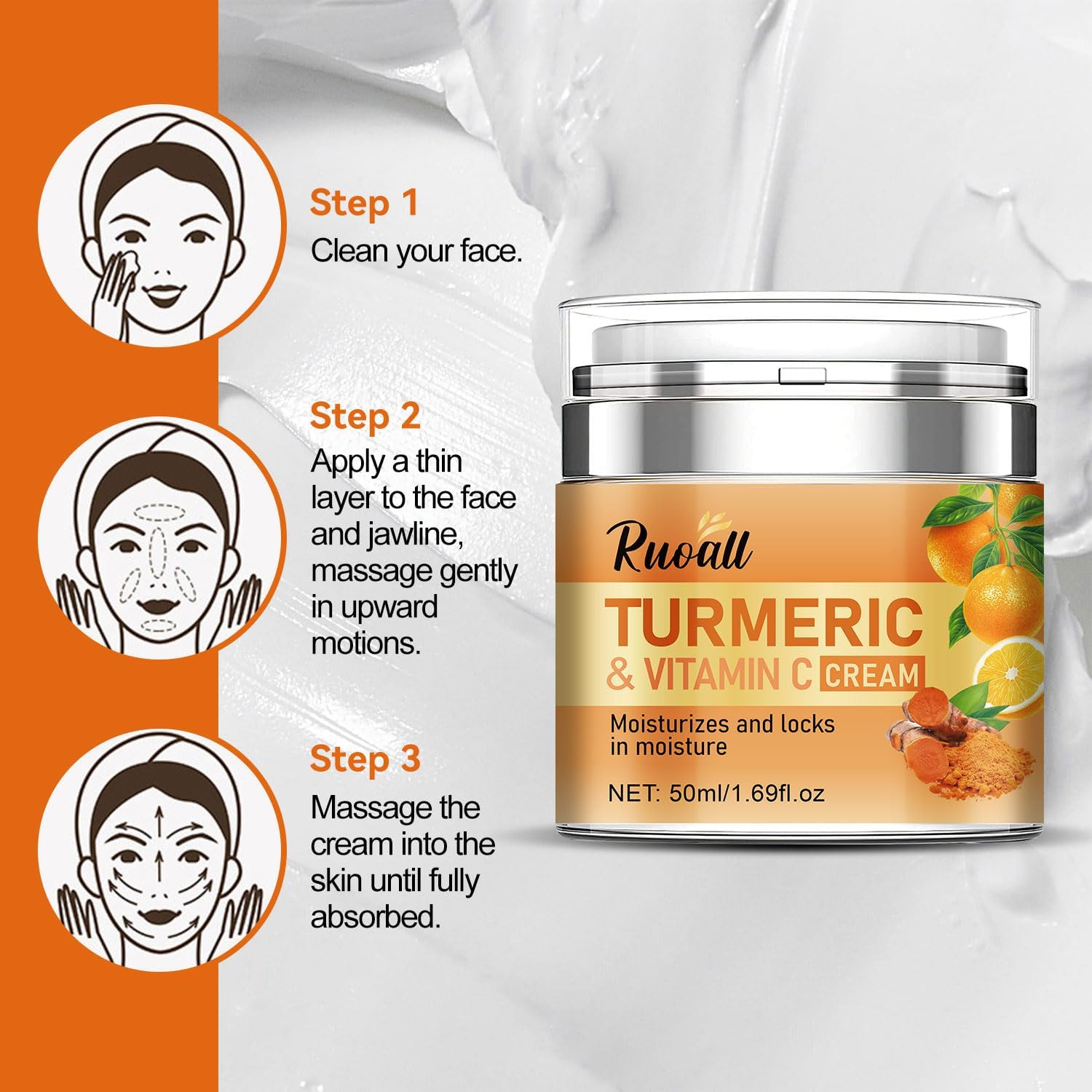 Turmeric and Vitamin C Face Cream - Intense Moisturizing & Hydration Lock - 50Ml / 1.69 Fl Oz image number 1