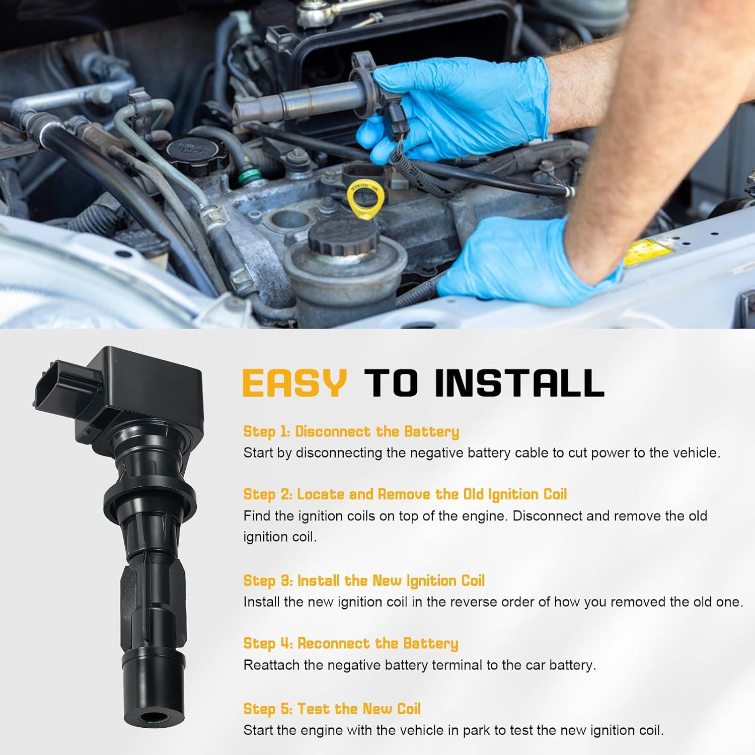 QYL Pack of 4Pcs Ignition Coils Replacement for Mazda 3 6 2006-2013 CX-7 2007-2012 Mx-5 Miata 2006-2015 #UF540 L3G218100A C1683 5C1740