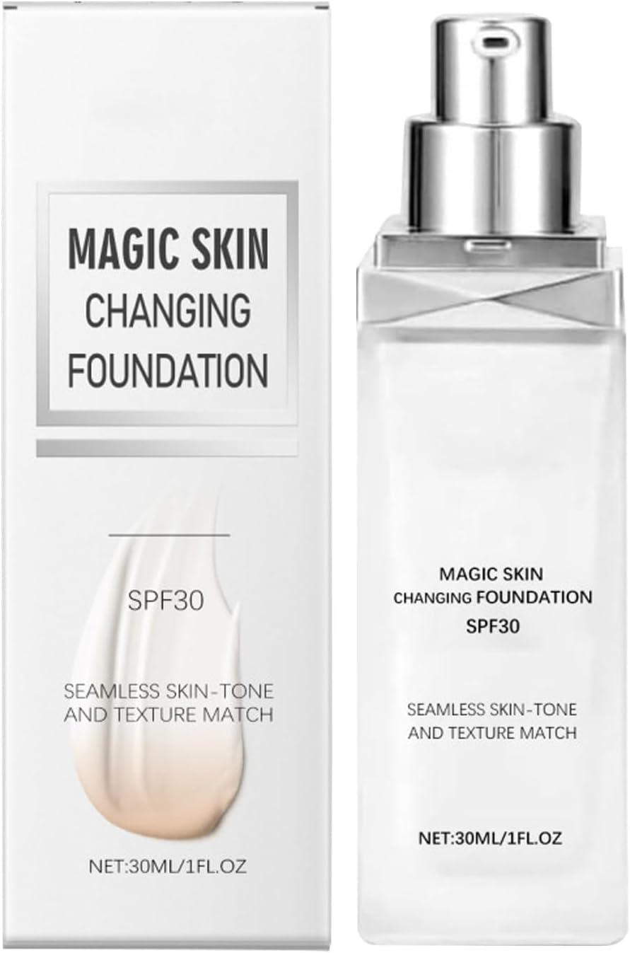 Gihioue Color Changing Mature Skin Foundation | Skin Matching Foundation - SPF 30 Hydrating Concealer Coverage Cream Natural Tone Correcting Glow for Women image number 4