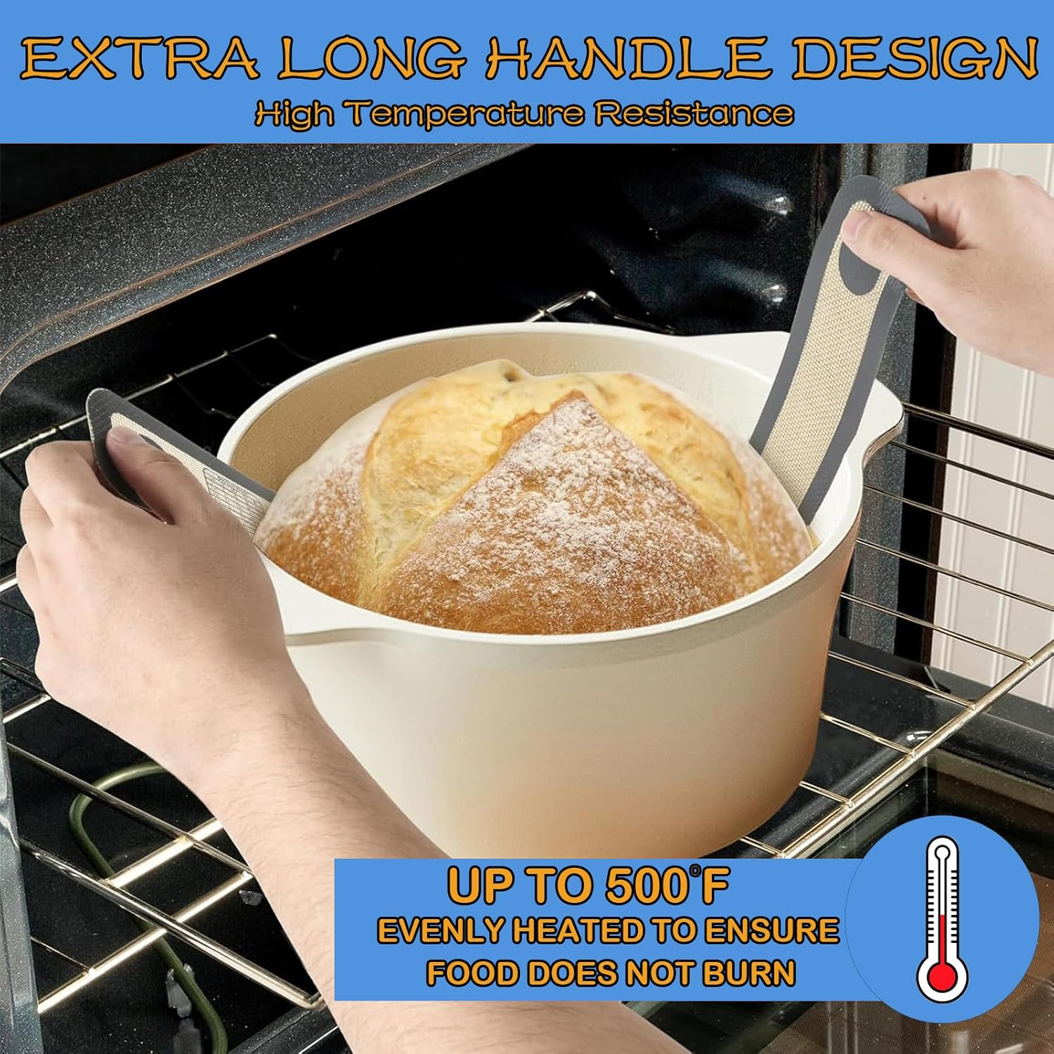 Silicone Bread Sling,2 Pcs Silicone Baking Mat for Oven,Reusable Oval and round Bread Sling,Easy Transfer of Sourdough image number 6