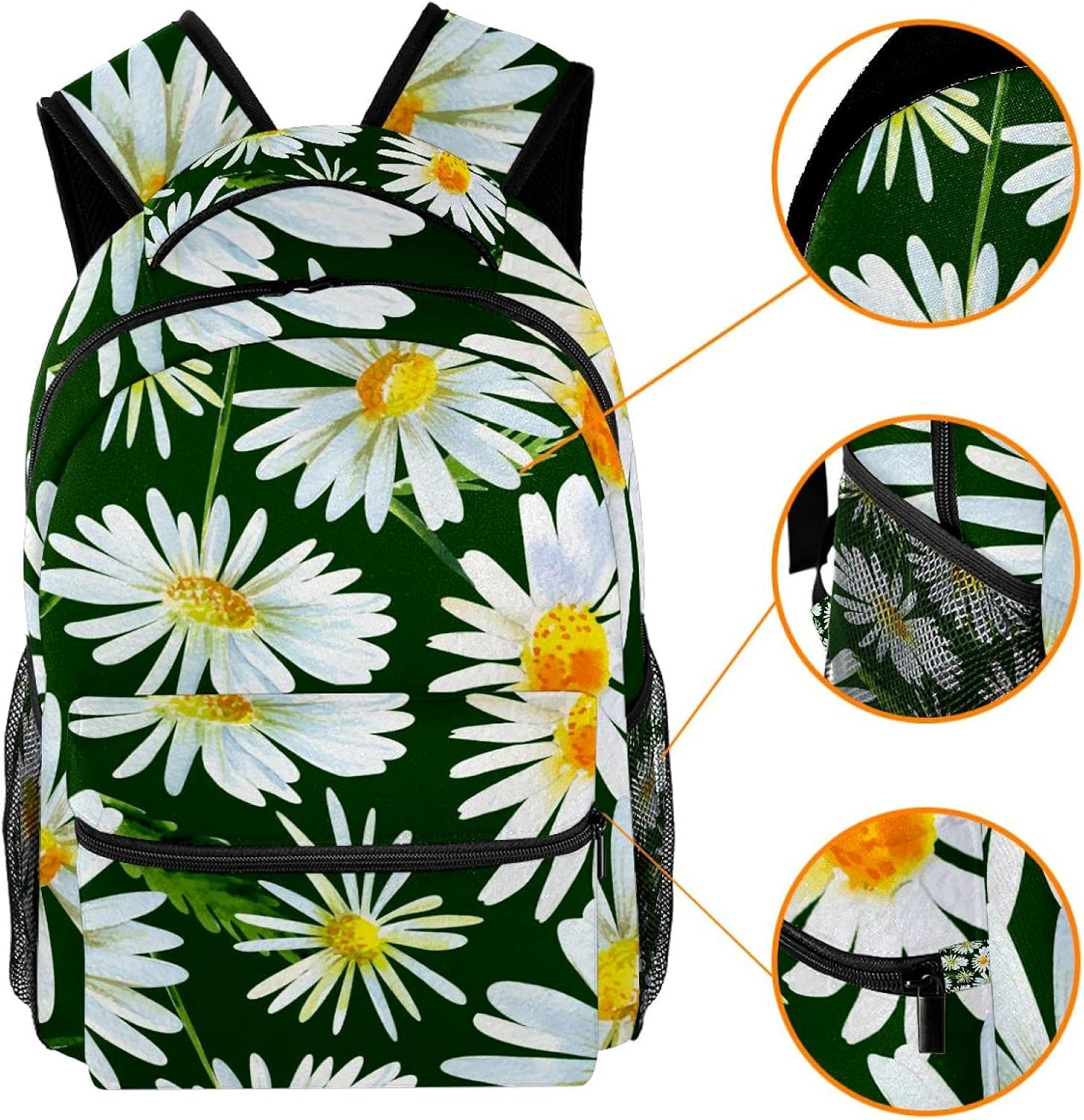 Beautiful Watercolor Daisy Flower Background Backpack Students Shoulder Bags Travel Bag College School Tote Backpacks image number 3