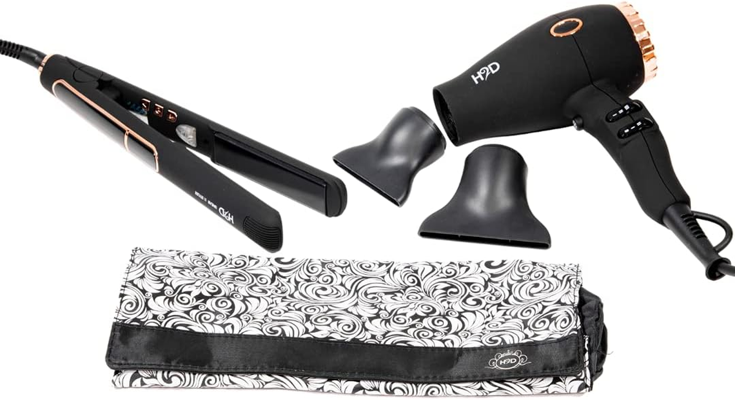 H2D Max Duo Straighener and Dryer, Matt Black and Rose Gold, 2 Count image number 1