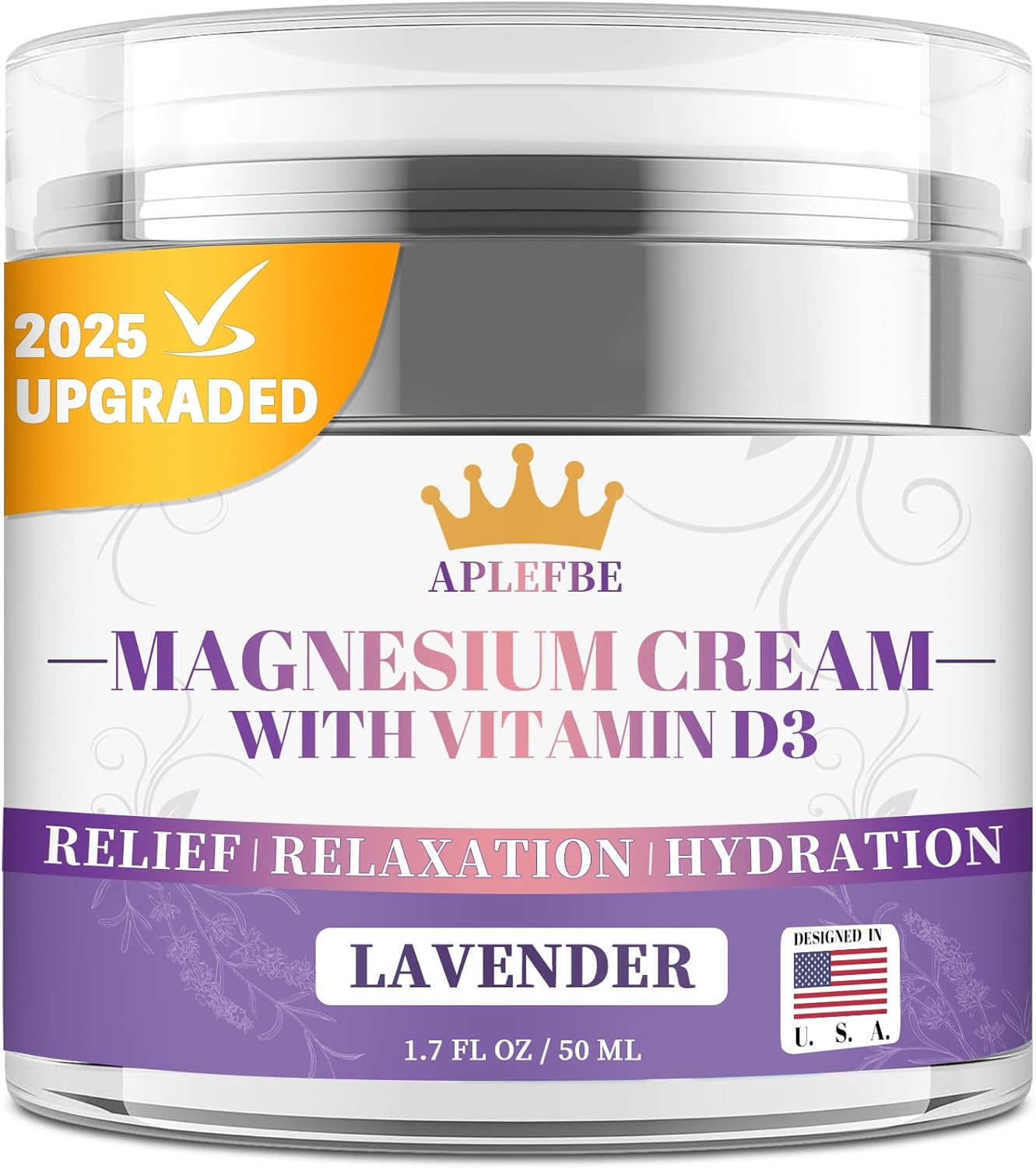 5-In-1 Magnesium Cream Lotion, Moisturizing & Hydrating with Lavender, Vitamin D3, Chamomile - Suitable for Kids & Adults, All Skin Types (1.7 FL OZ) image number 2