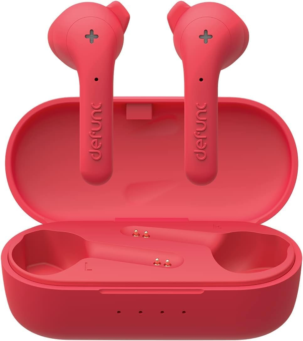 Defunc True Wireless Earbuds True Basic IPX4 Waterproof In-Ear Headphones 5.0 Bluetooth Stereo Headphones Built-In Microphone, Automatic One-Step Pairing, Long Playtime & Charging Case (Pink) image number 4