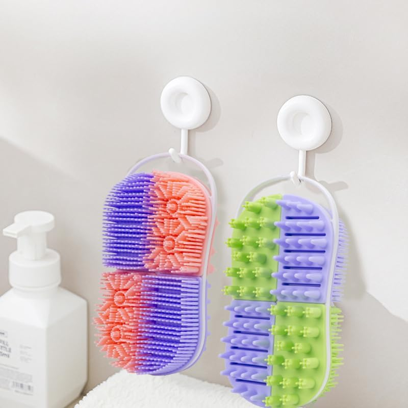 Silicone Body Scrubber for Use in Shower,Shower Accessories Exfoliating Body Scrubber, Loofah Body Wash Scrubber.Shower Scrubber for Body,Bath Brush for Women Men All Kinds of Skin (Black, 14.5*7*2.2CM)