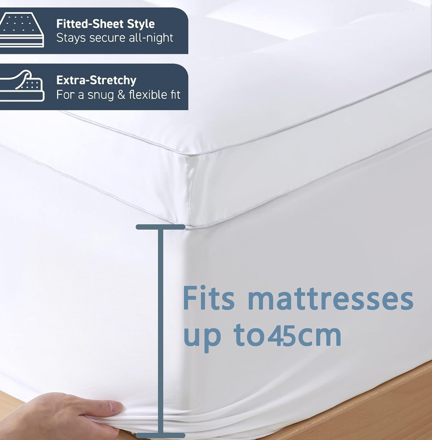 Gioia Casa Luxury Extra Thick 1000GSM Mattress Topper - Plush, Breathable & Moisture-Wicking with Secure Fit (King Single) image number 2