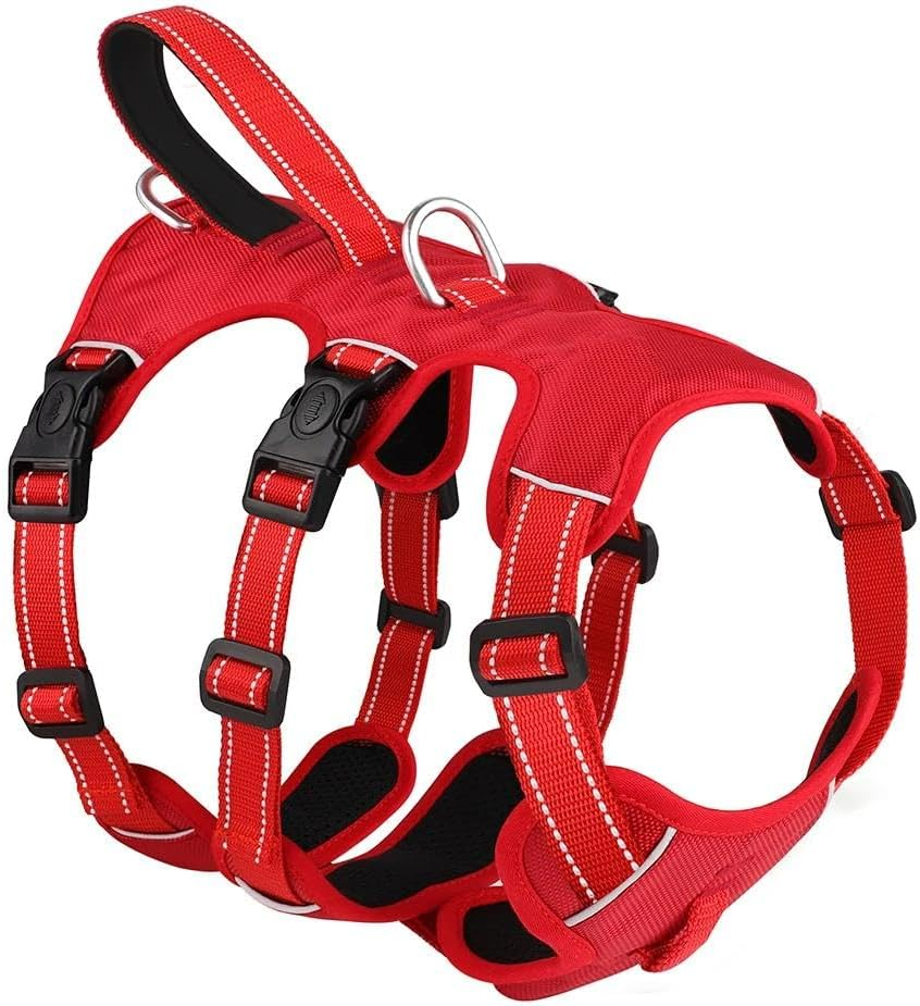 Outdoor Waterproof Reflective Dog Harness Nylon Dog Harness Vest Pet Camping Hunting Training Harness for Pitbull Labrador French Bulldog,A,Xl image number 4