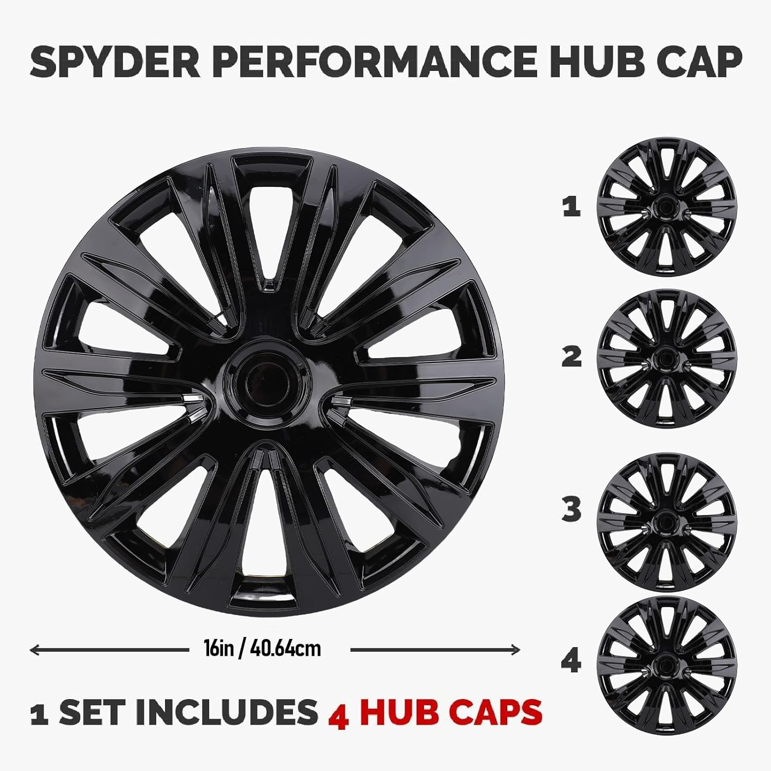 16 Inch Wheel Hub Cap, 4Pcs Universal Fit for Steel Wheels with Design ABS Plastic Durable Rim Cover Car Truck SUV (Black) - Black image number 4