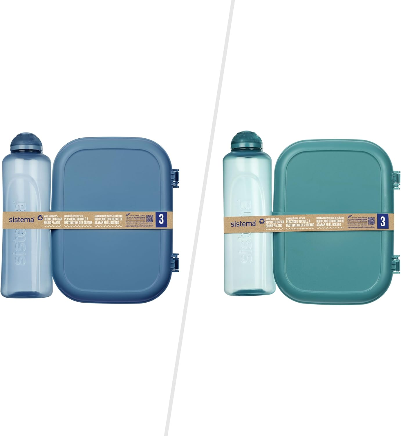 Sistema Lunch Slimline Quaddie Lunch Box with Water Bottle | 1.5 L Air-Tight and Stackable Food Storage Container | Assorted Colours image number 6