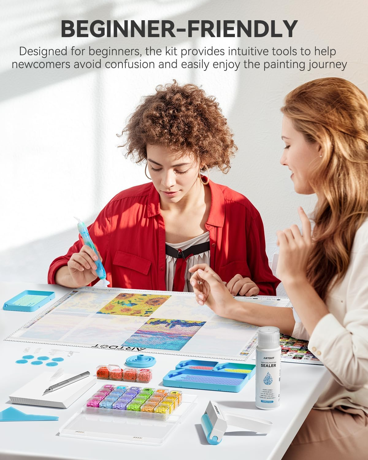 ARTDOT All-Inclusive Diamond Art Accessories Kits for Adults, Diamond Painting Tools with Bead Organizers and Storage Pens Sealer Roller Diamond Art Supplies for Beginners image number 5