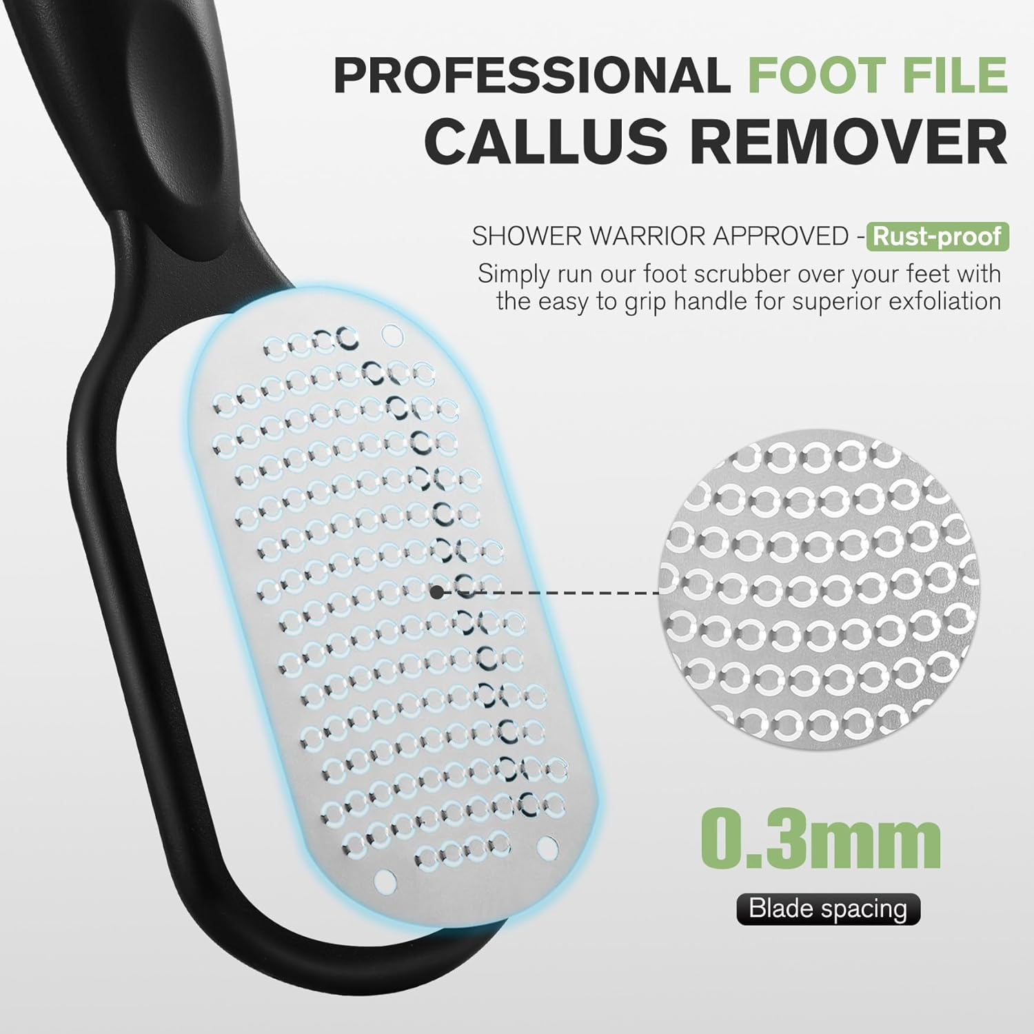 FERYES Foot File Callus Remover with Dead Skin Catcher &ndash; the Genius Foot Scrubber for Mess-Free Pedicures, Heel Scraper for Cracked Heel Treatment, Wet & Dry Use Feet Rasp - Black image number 3