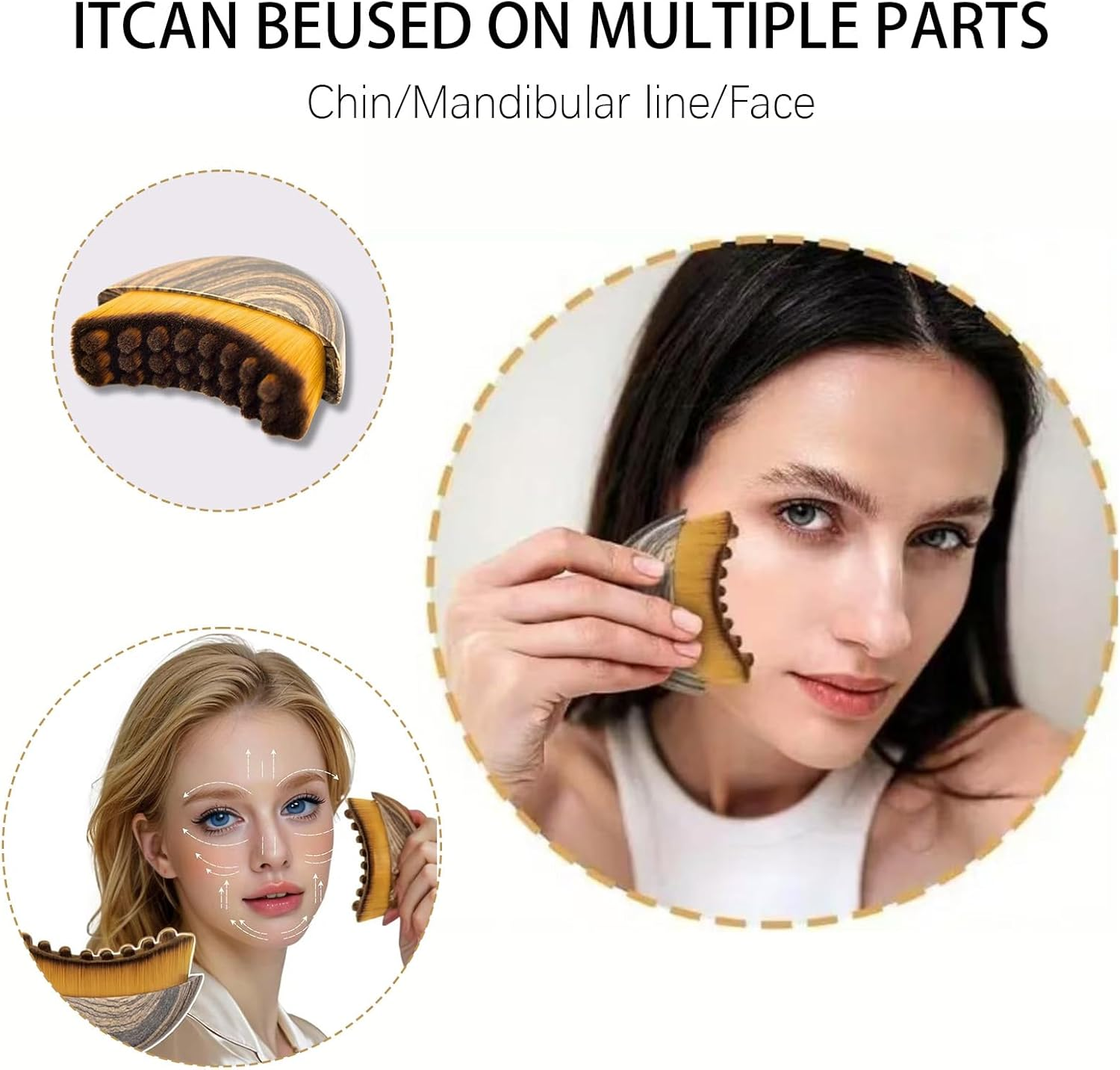 JANGJANG Dry Brushing Face Brush, Lymphatic Face Brush for Facial Massage, Ergonomic Contoured Brush to Stimulate Lymph Flow, Reduce Puffiness, Relieve Tired Muscles, Suitable for All Skin Types image number 3