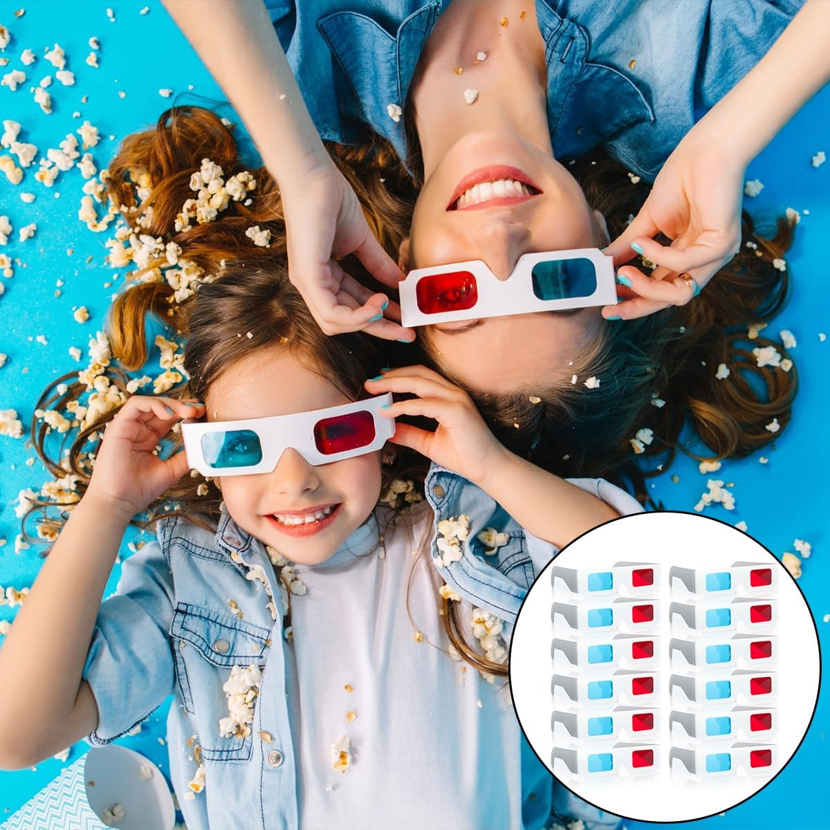 3D Cardboard Glasses, 20 PCS 3D Glasses Red and Cyan White Frame Anaglyph Cardboard for TV Movie Game image number 3