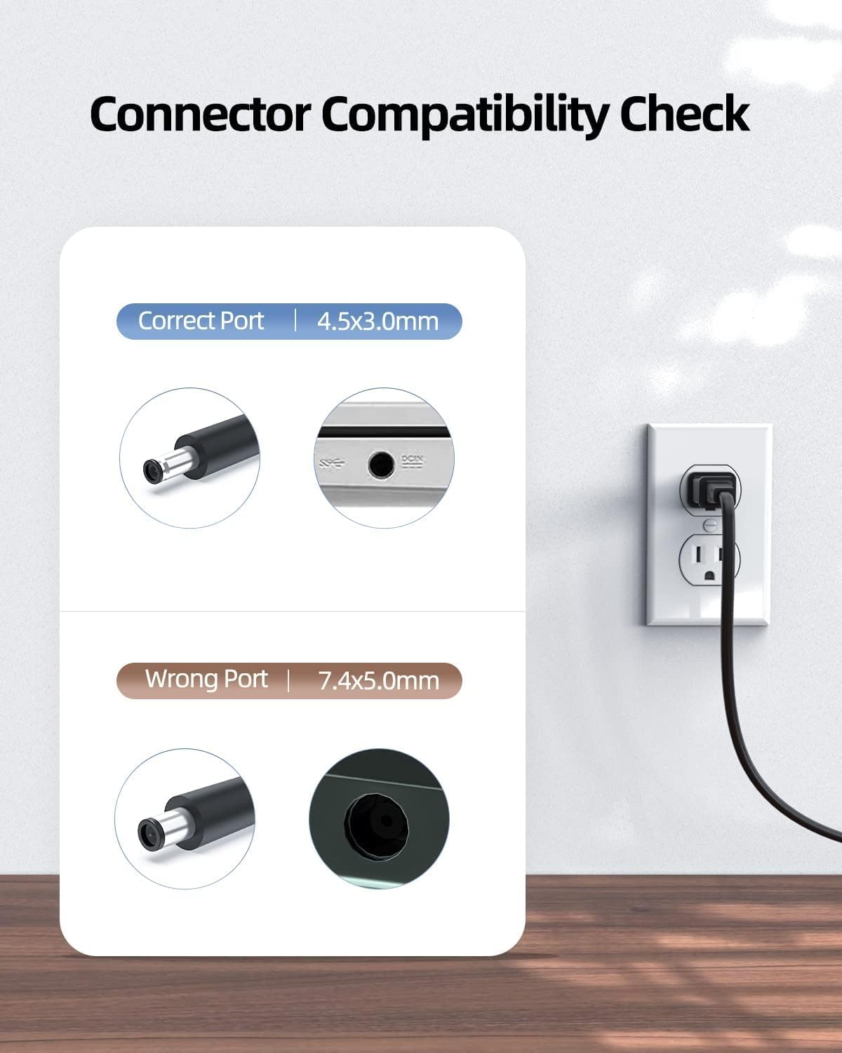 Charger for Dell Laptop Computer 65W 45W Fit for Inspiron 11/13/14/15/17 3000 5000 7000 Series(3583 3593 5570) Latitude E5450 XPS 13-65 Watt 45 Watt AC 2-In-1 Computer Adapter Power Cord (4.5*3.0 Mm) image number 5