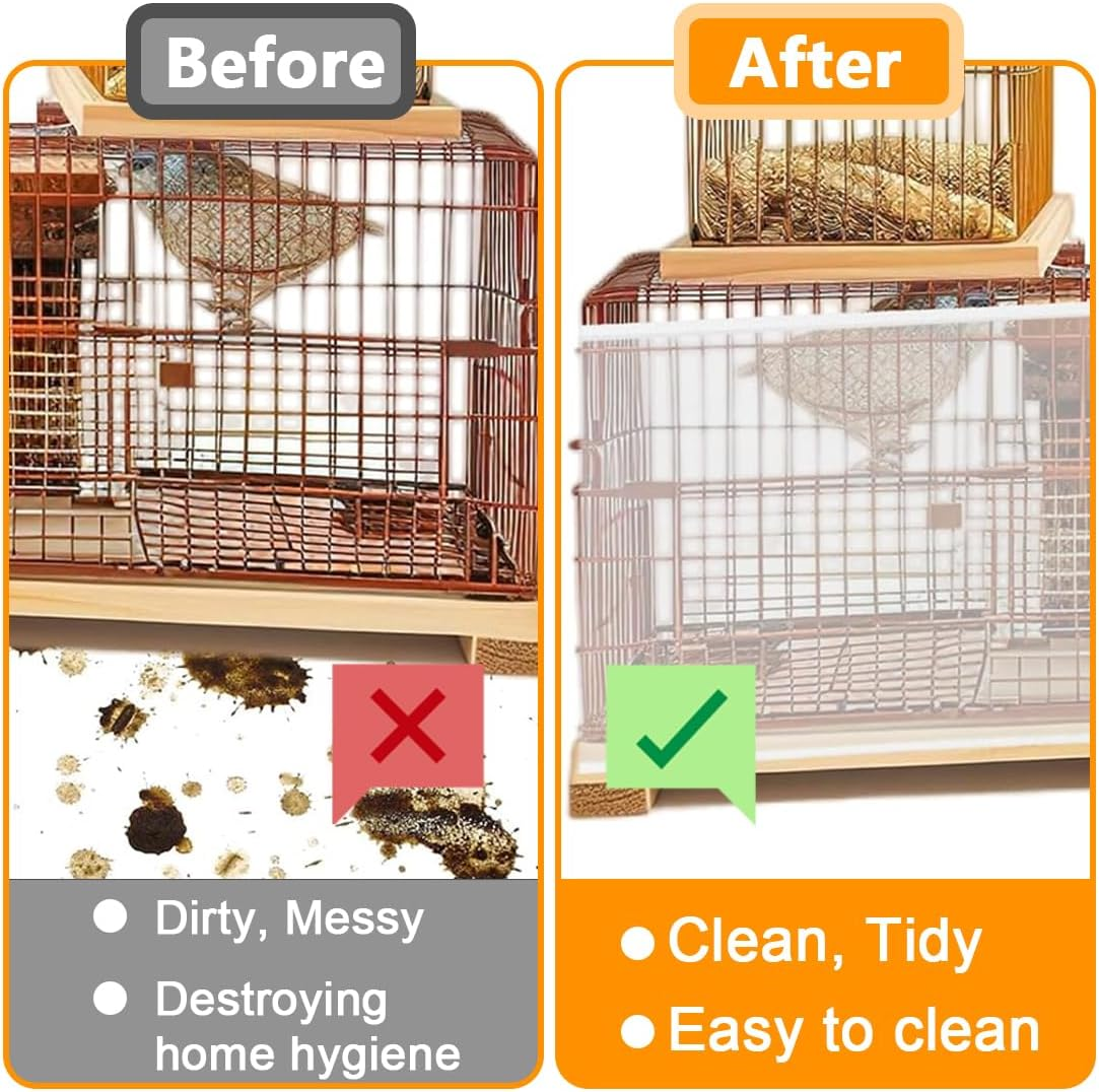 AOEVUIR Pack of 2 Bird Cage Cover Protective Net, Seed Catcher for Bird Cages, Parrots, Nylon Mesh, Suitable for Cages with a Circumference of 80-110 Cm image number 1