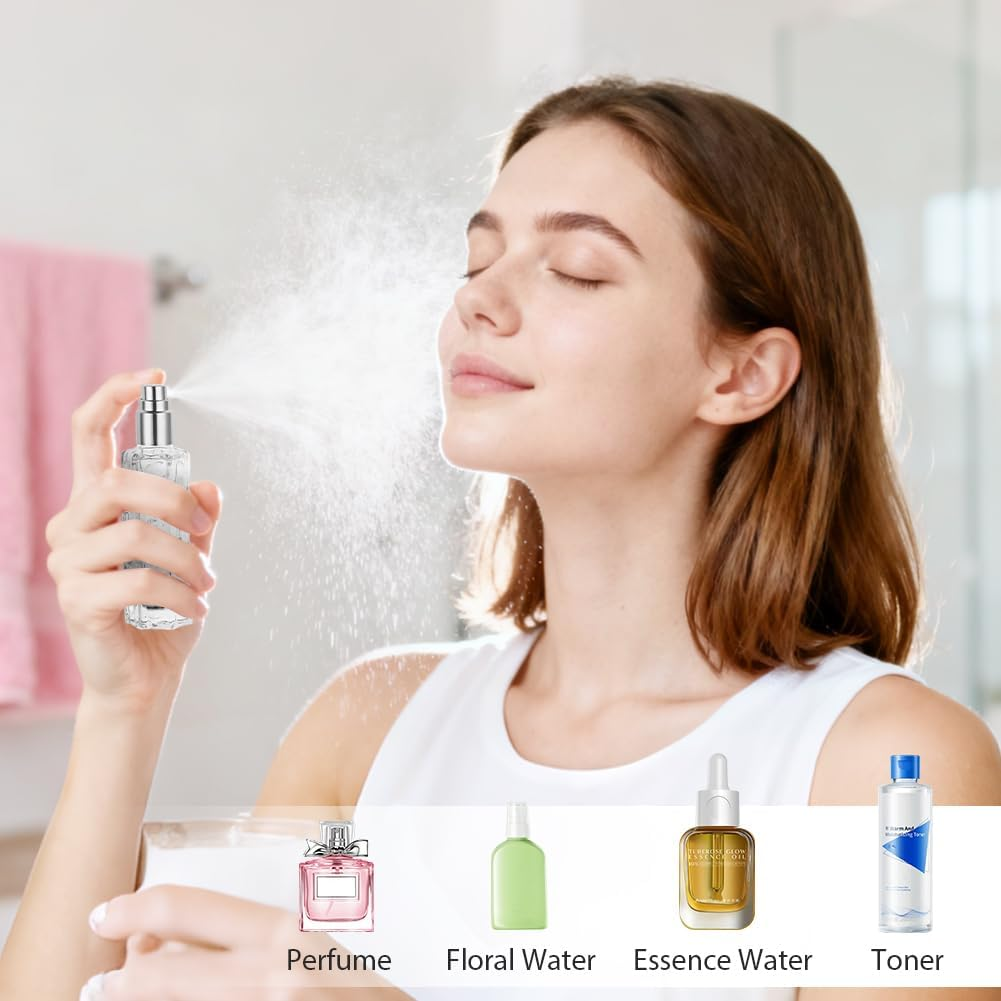 LOPHE Refillable Perfume Atomiser, 4 X 10 Ml, Travel Perfume Atomiser, Mini Perfume for on the Go, Bottler Perfume Bottle, Empty Gifts for Men and Women, Silver image number 3