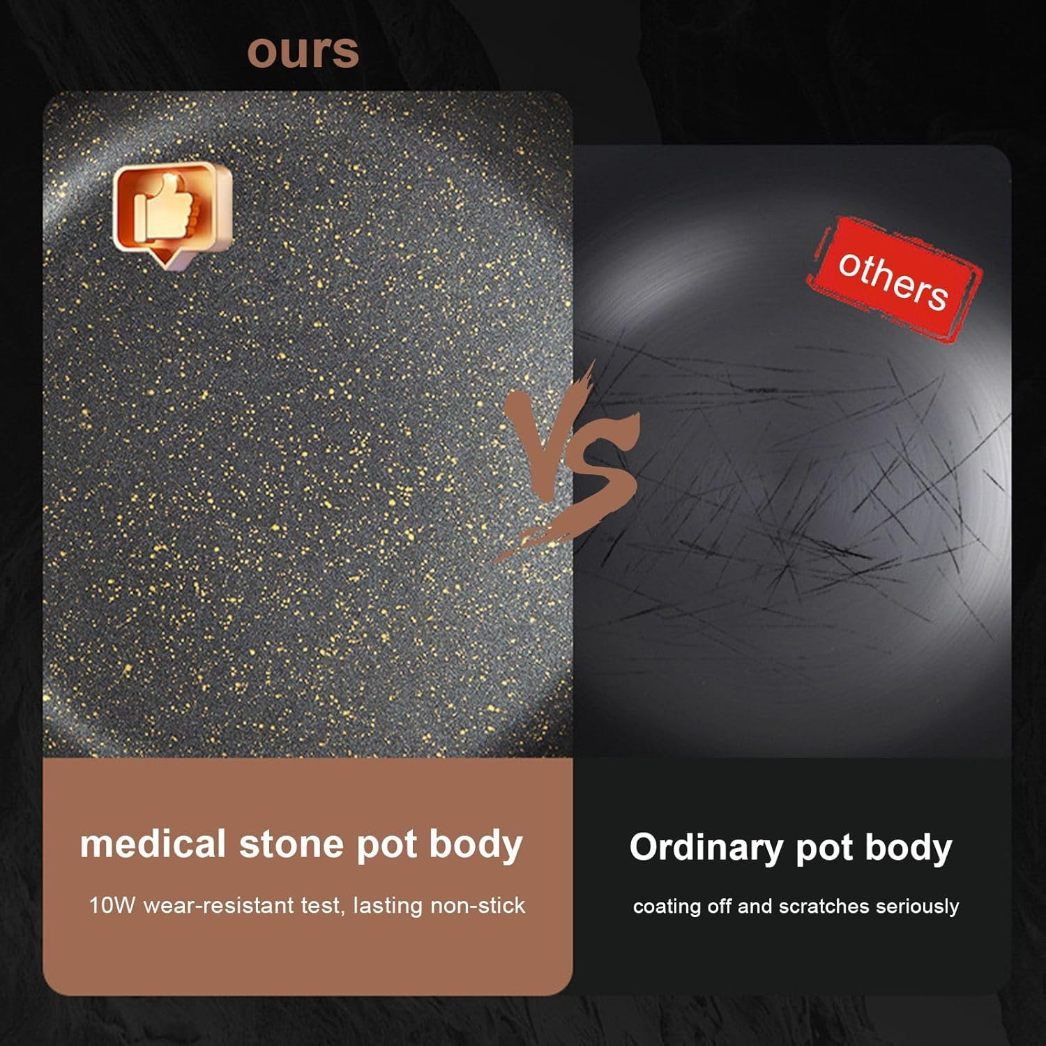 Oolong Nonstick Frying Pan Skillet with Lid,Long Handle,11 Inch Saute Pan,Non Stick Wok Pan with Lid,Kitchen Cooking Pans Compatible with All Stovetops,Pfoa Free image number 2