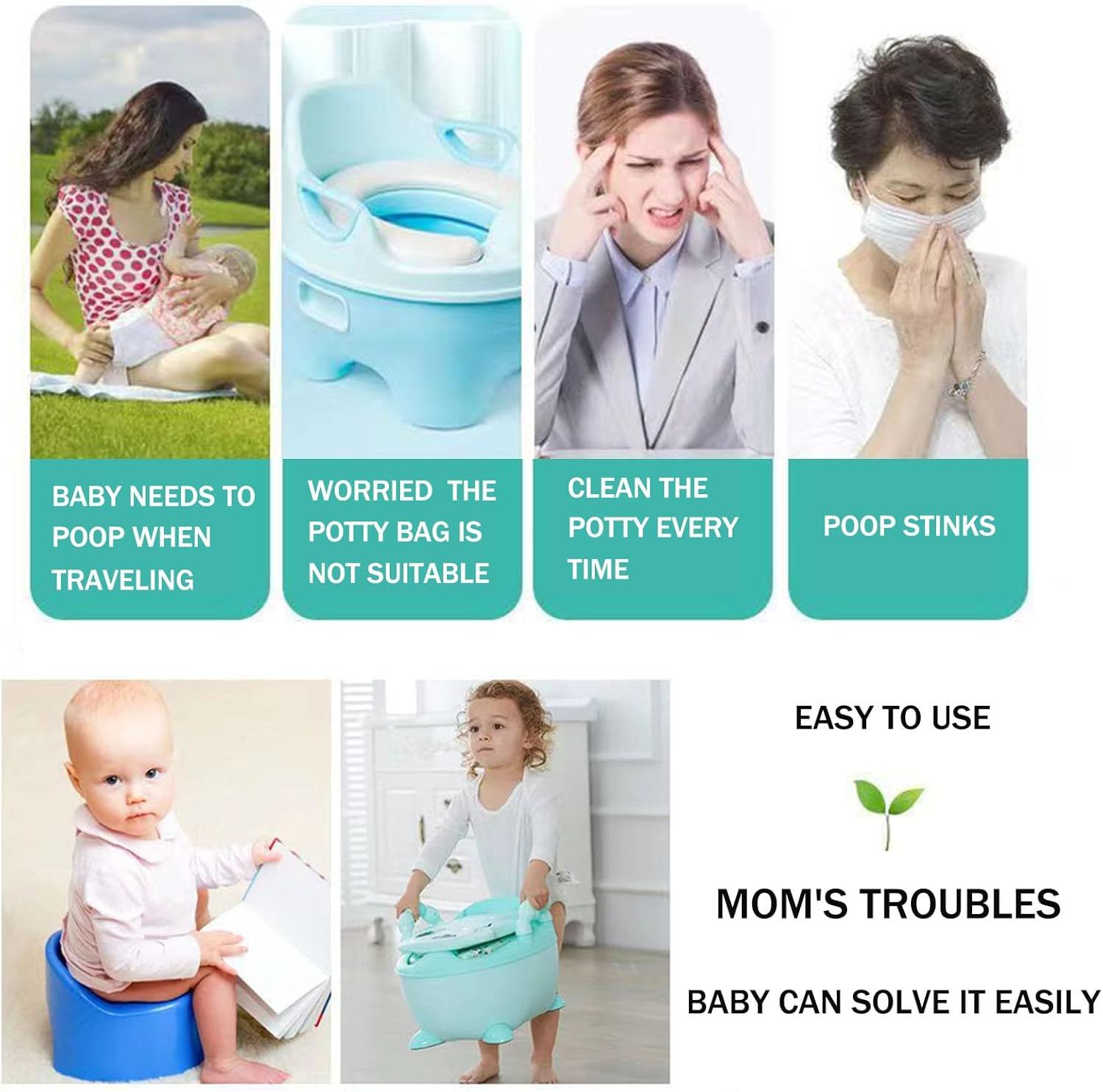 MIUPOO Potty Chair Liners with Elastic, Portable Potty Training Bags, Potty Refill Liners Disposable for Toddlers Kids and Baby,Toilet Seat Cover,100 Pieces,19X8 Inches,Black - Black image number 1