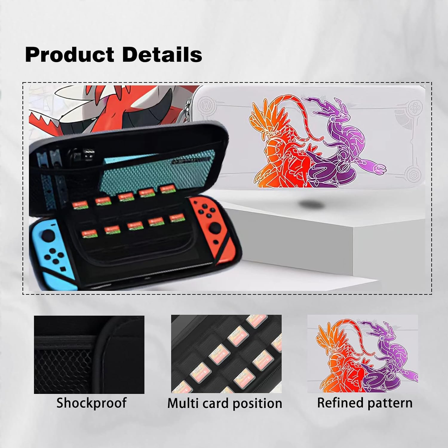 Case Compatible with Switch and Switch OLED Cute Hard Carry Case Protective Cover with Storage for 10 Games Console & Accessories image number 5