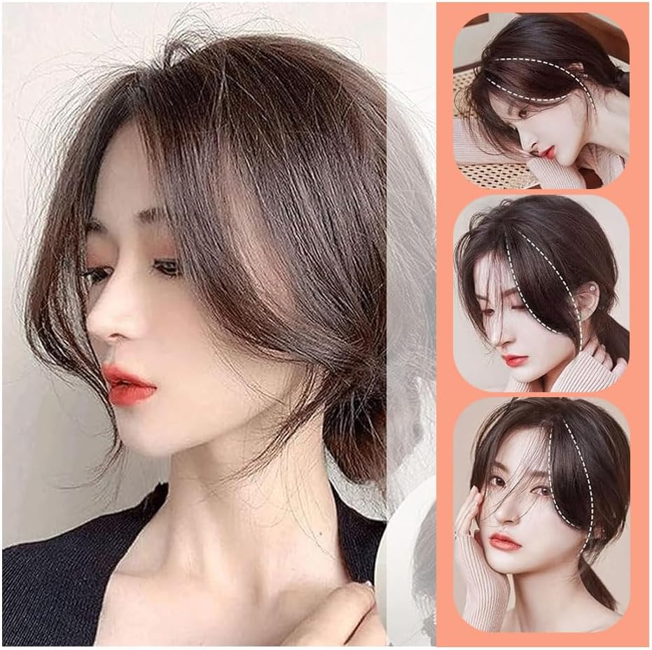 Air Bangs Hair Extensions Natural Hairs Extensions Hairpieces for Women Girl Bang Hairpieces for Women with Thinning-Hair for All Face Type (Natural) image number 1