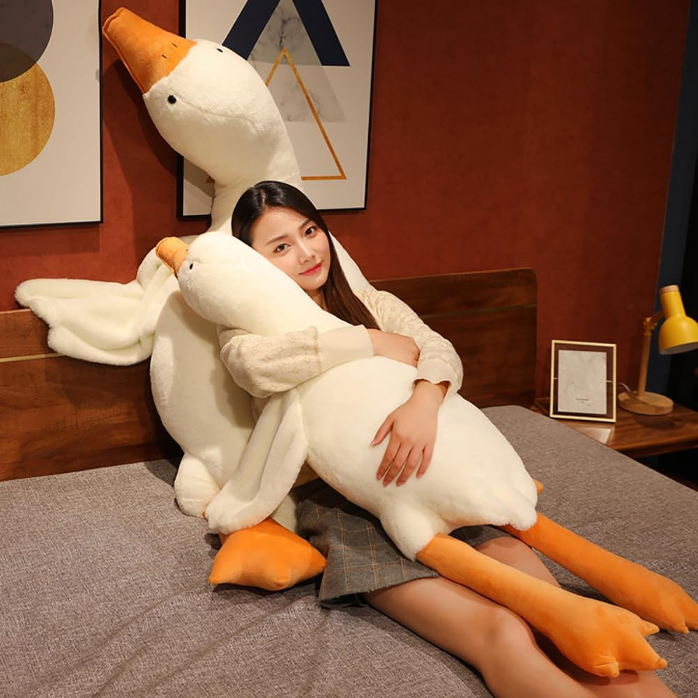 Srutirbo Giant White Goose Weighted Plush-20'' Soft Furry Swan Stuffed Animal Pillow,Huge Plush Anxiety Animals 20In image number 5