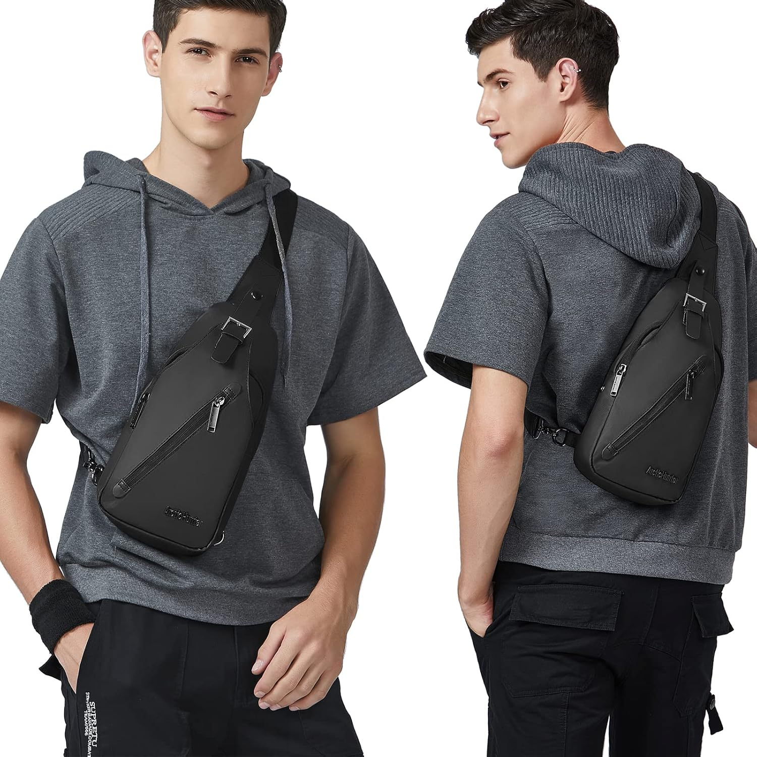 Arctic Hunter Men'S Crossbody Sling Bag &ndash; Compact Water-Resistant Chest Bag with Headphone Port & Anti-Theft Design, Fits Ipad Mini, Multi-Pocket Daypack for Travel, Hiking, Outdoors & Work XB13006 image number 3