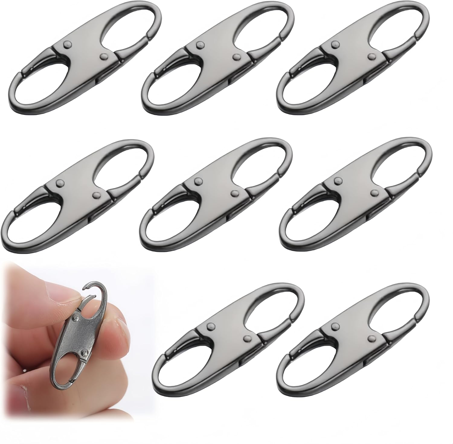 Ai-Oumleef Zipper Locks, 8 PCS Zipper Pull Repair Pull Tabs , Zipper Clip Theft Deterrents, Zipper Slider Replacement Metal Zipper, S Shaped Double Opening Zipper Clip for Luggage, Backpack, Purse Closed image number 1
