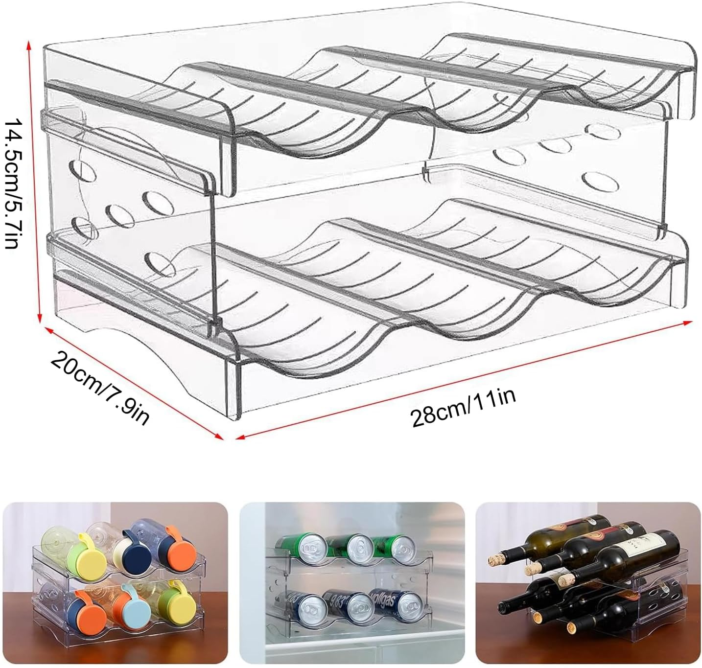 Paifencodill Cabinet Water Bottle Storage Device, Kitchen Stackable Water Bottle Storage Refrigerator Bottle Rack Sports Flask Roller Travel Cup Storage Device Water Bottle Organizer (2 Layer) image number 6