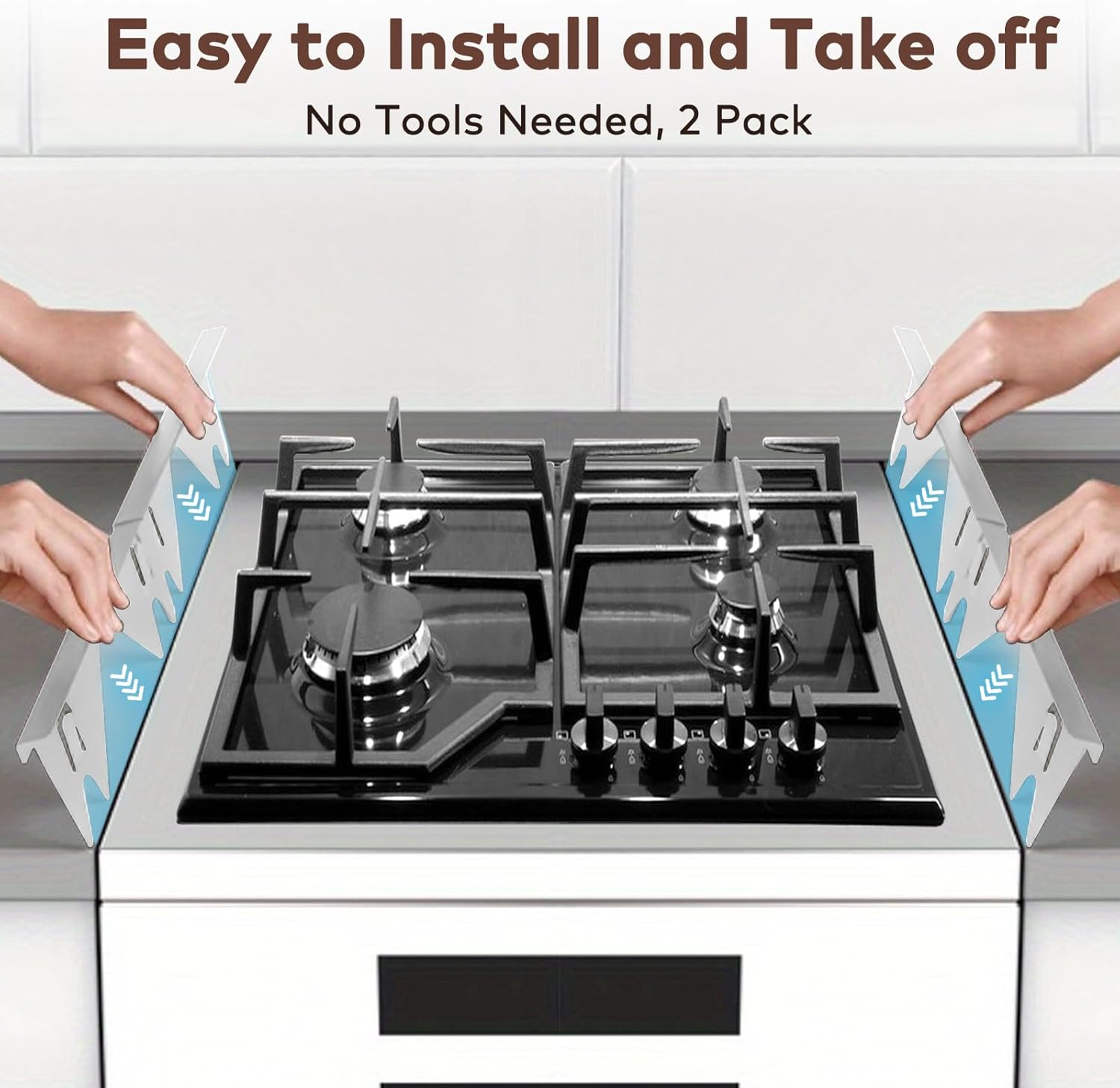 2 Pack Stove Gap Covers 35-69Cm Extendable Stainless Steel Stove Gap Filler Heat Resistant Oven Side Gap Fillers Fills the Gap between Cooktop and Kitchen Bench (Silver) - Black image number 4