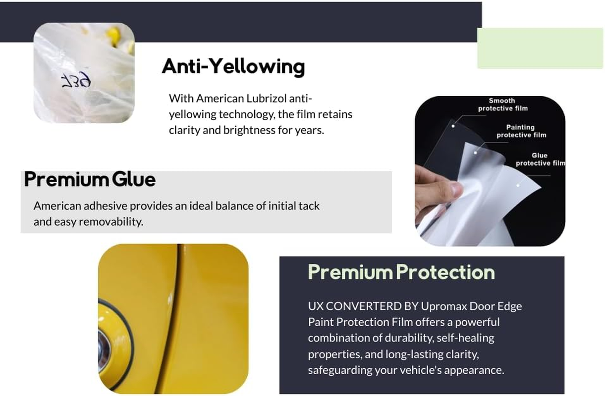 Upromax Door Edge PPF Pre-Cut Guard Scratch 3M Paint Protection Film Clear Invisible Universal Car Truck (Roll 0.4 X 240) image number 5