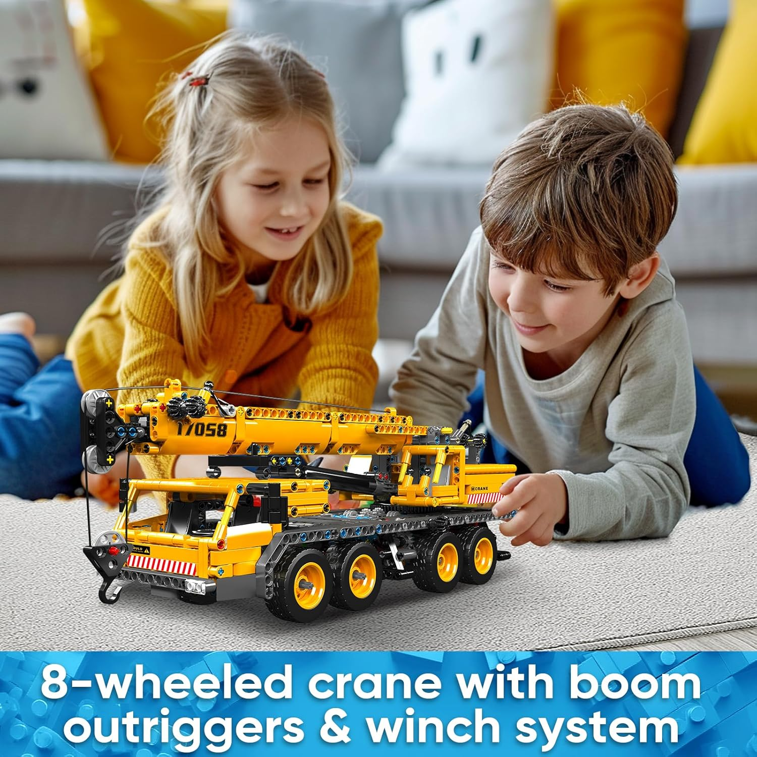 Mould King 17058 Technik Crane Building Blocks Kit, 997 Pieces Crane Truck Constration Model, DIY Toy Collectibles/Exhibition/Gift Car for Adult/Kids image number 4