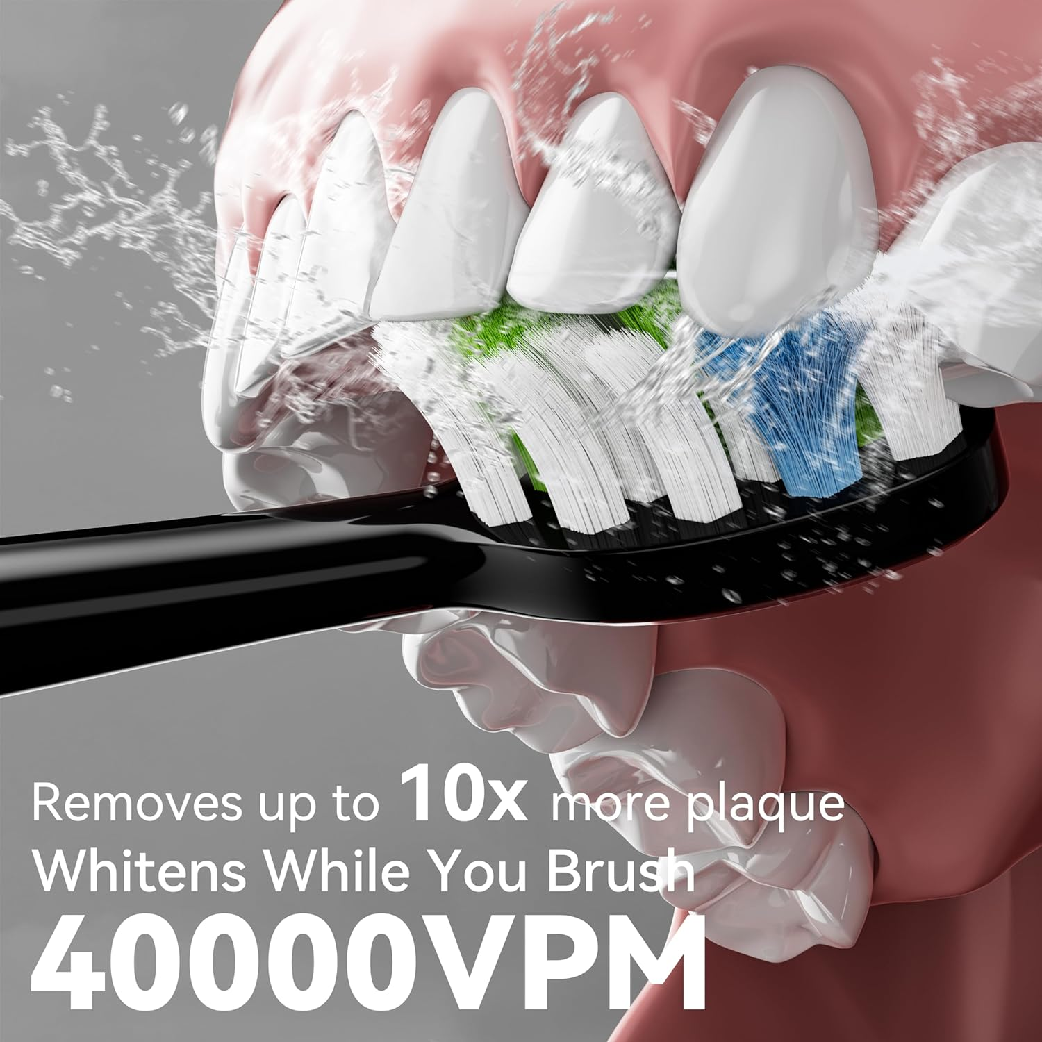 HEYMIX Ultrasonic Electric Toothbrush, Power Electrical Toothbrush Sonic Cleaning, Oral Hygiene Rechargeable Teeth Brush, Mouthwash Whitening Toothbrush with 8 Brush-Head & Travel Case ADA Certified image number 3