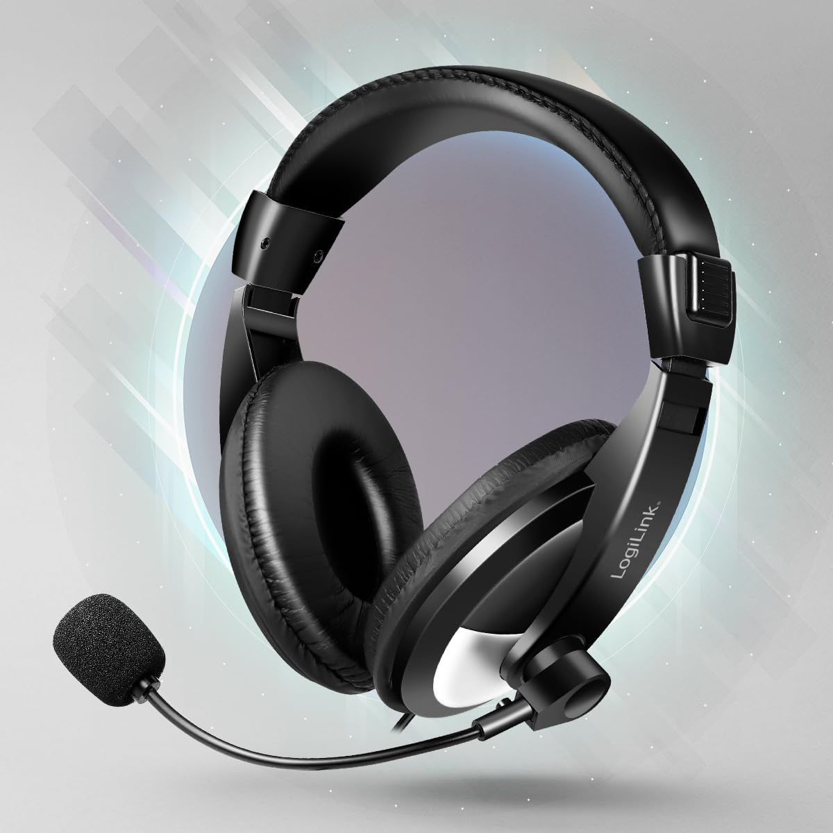 Logilink Stereo Headset with Well Padded Headphones & Integrated Remote Control & Boom Microphone image number 2