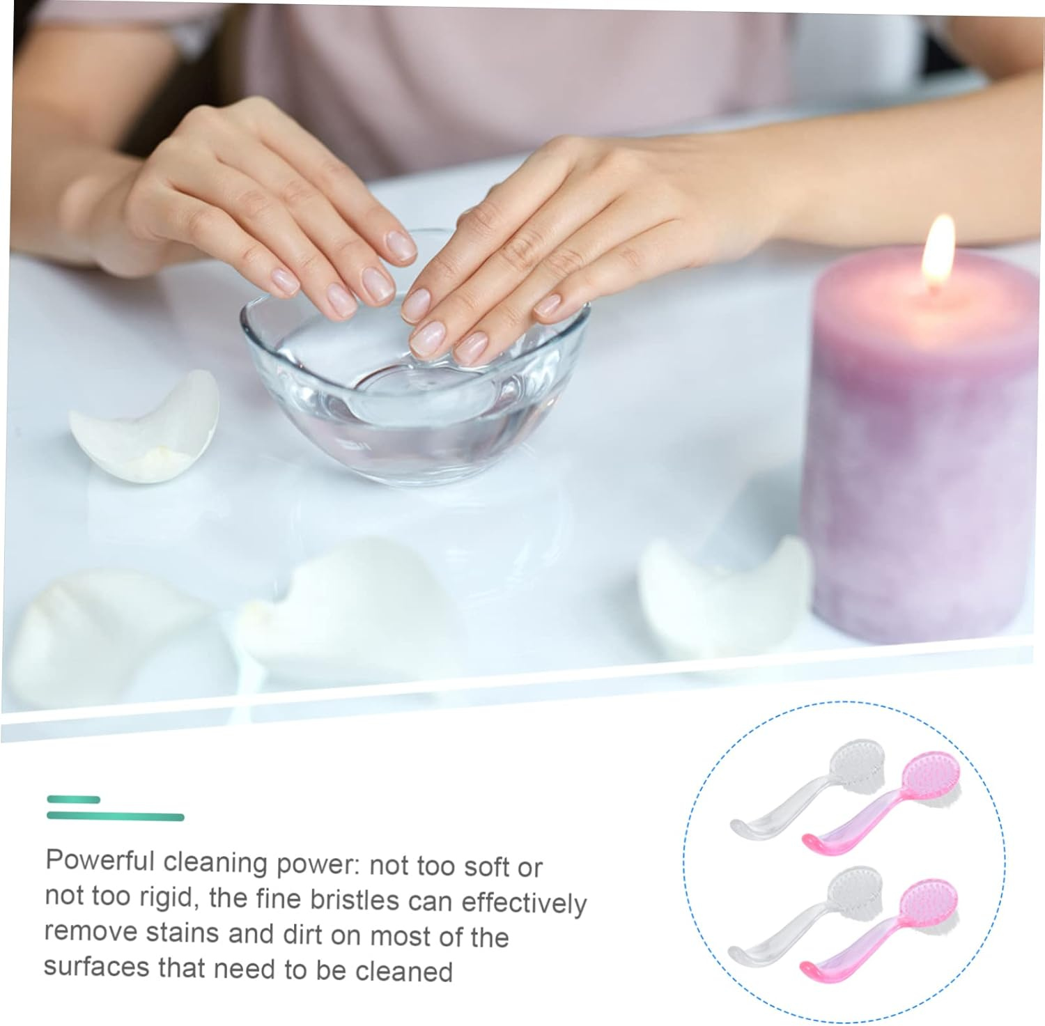 HAPINARY 4Pcs Nail Brush Dust Brush Soft Bristles Long Handle for Easy Nail Cleaning image number 3