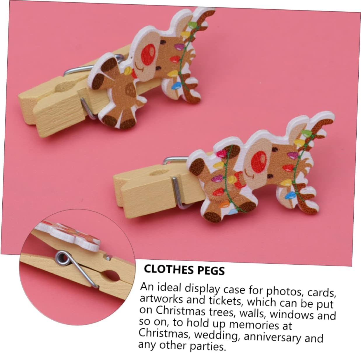 50Pcs Creative Christmas Photo Clips Natural Wood Memo Clips for Photos Craft Pegs Decorative Clothespins for Holiday Displays and Home Decor image number 5