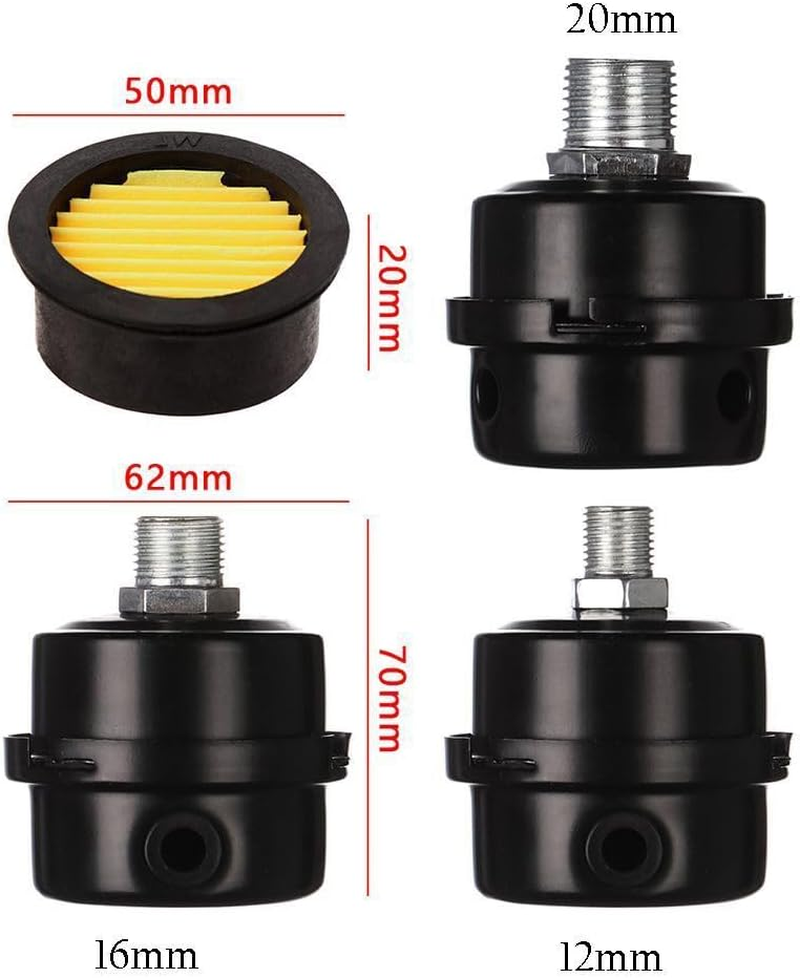 2X 12Mm Air Compressor Spare Parts Metal Air Compressor Intake Filter Squelch Muffler image number 2