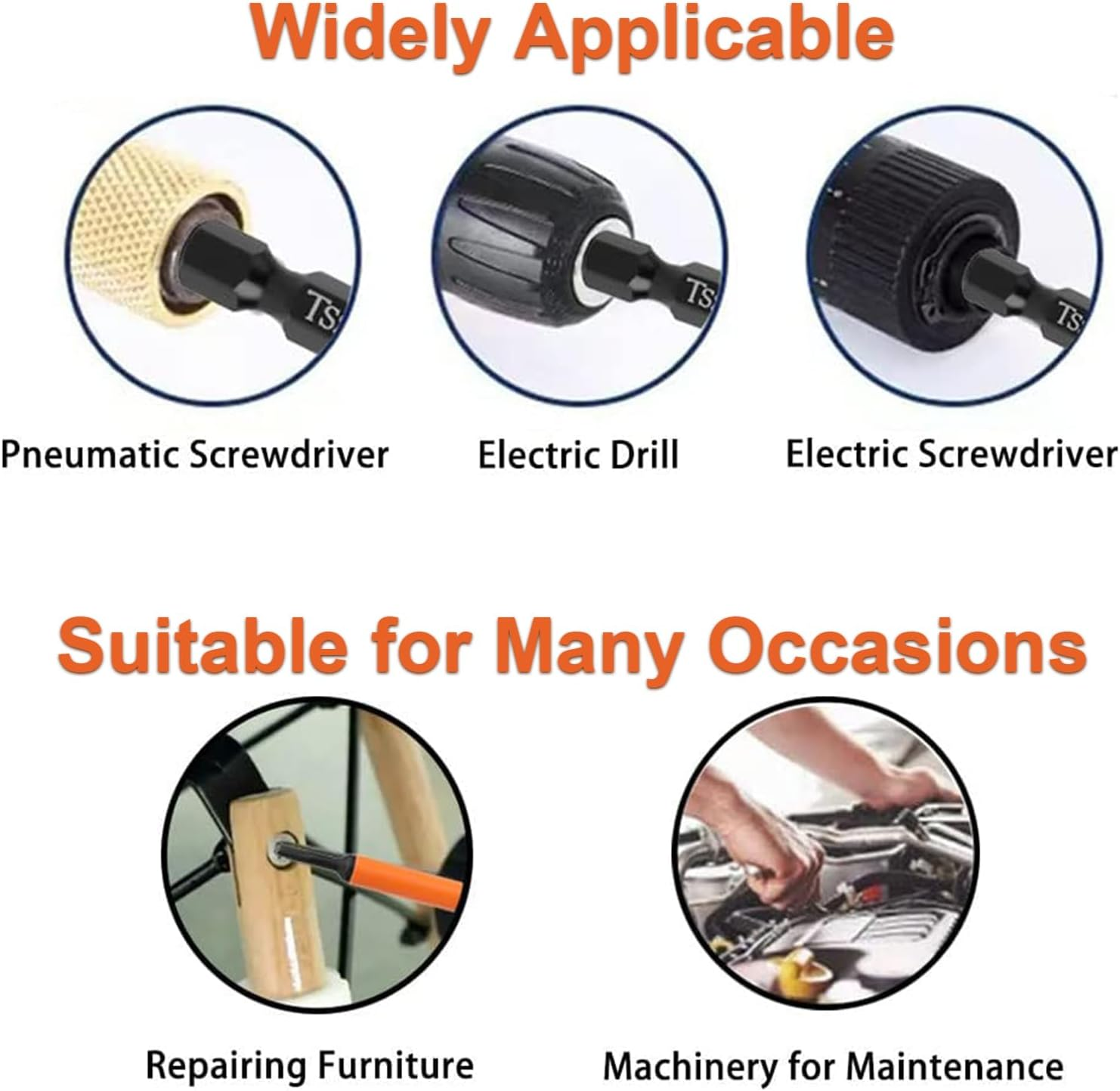 Rhoyee 7-Piece Magnetic Allen Wrench Drill Bit Set, 1/4&rdquo; Hex Shank, 2&rdquo; (50Mm) Long S2 Steel Impact Hex Screwdriver Bits, Metric & SAE Sizes, Durable Power Tool Set for Automotive, DIY & Home Repairs image number 5