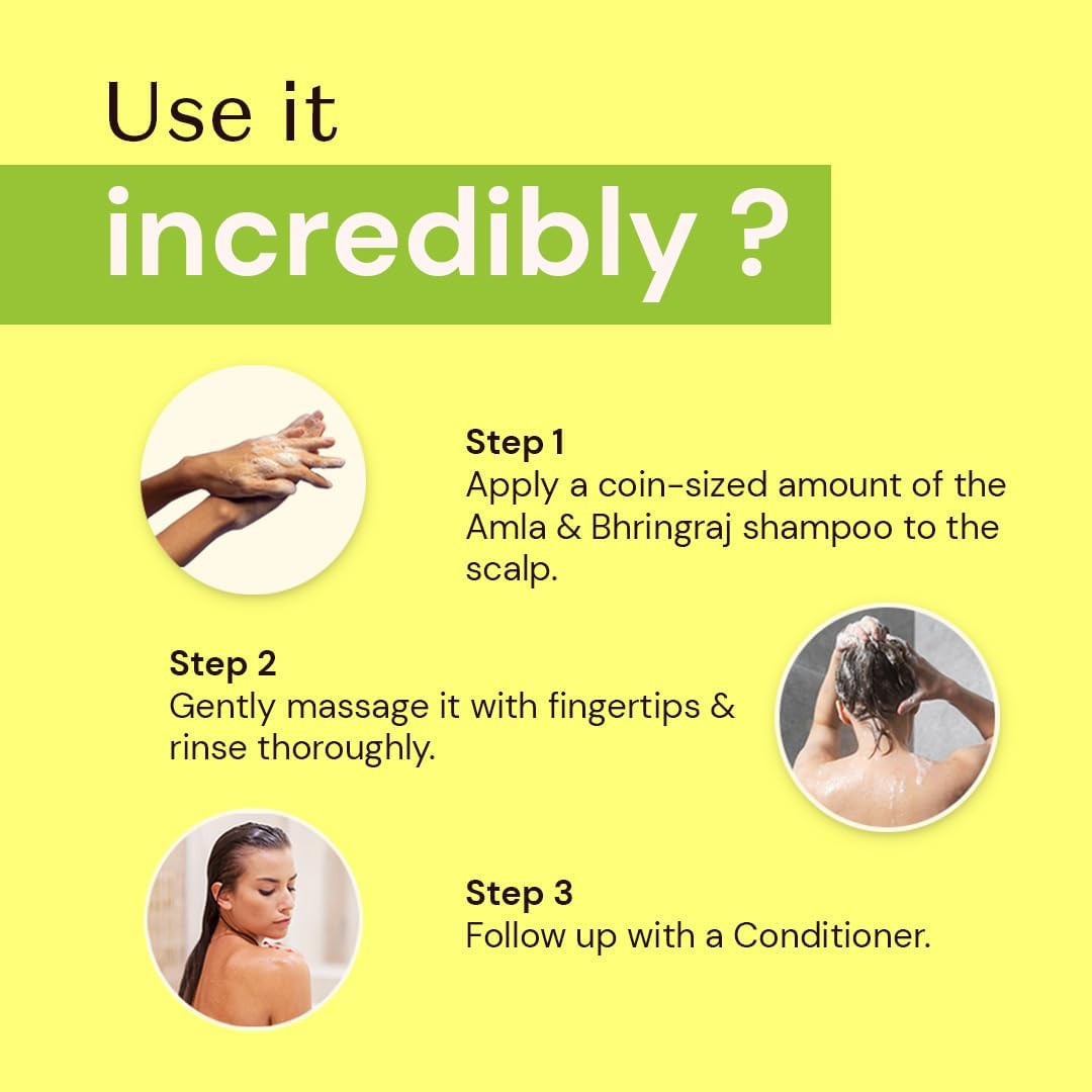 Atulya Amla & Bhringraj Hair Shampoo - Sulphate & Paraben Free (100% Natural) | Herbal Shampoo, Hair Growth & Hair Fall Control, Dandruff Control Shampoo - 300Ml
