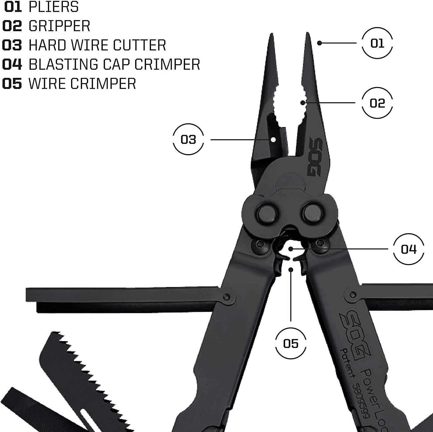 SOG Powerlock EOD Multi-Tool B61N-CP - 18 Tools, Black Oxide, Nylon Sheath, Compound Leverage image number 1