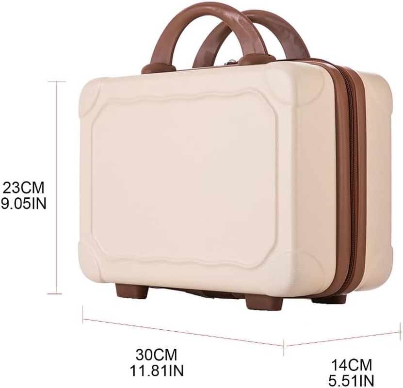 DDPOND 14 Inch Mini ABS Cosmetic Bag Portable Travel Makeup Suitcase Decorative Hand Luggage Carrying Bag for Women Girls