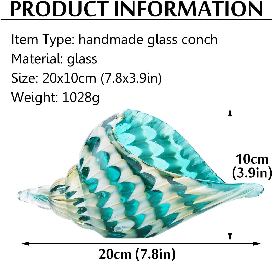 Qf Hand Blown Seashell, Beautiful Home Decor, Handmade Glass Art, Glass Conch image number 6