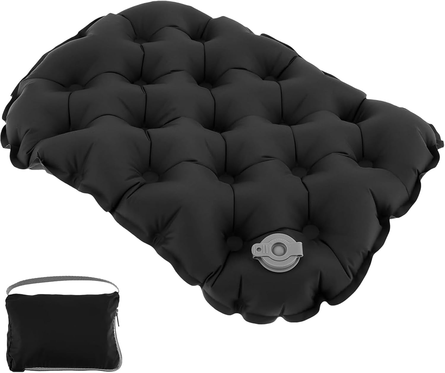 Inflatable Seat Cushion, Lightweight Portable Comfortable Air Pad for Camping, Hiking, Office, Airplane, Car, and Stadium Travel Use (Grey)