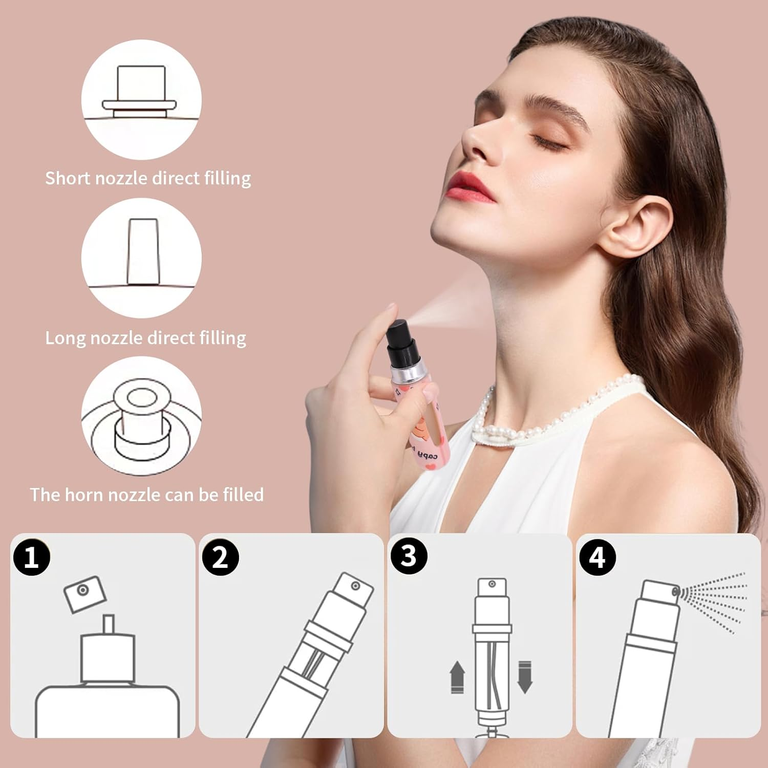 BRITIVIVE 5 Ml Perfume Atomiser, Pack of 4, Travel Perfume Bottle, Capybara Mini Perfume Bottle, Refillable, Travel Perfume Atomiser for Air Travel, Holiday, Camping, Business