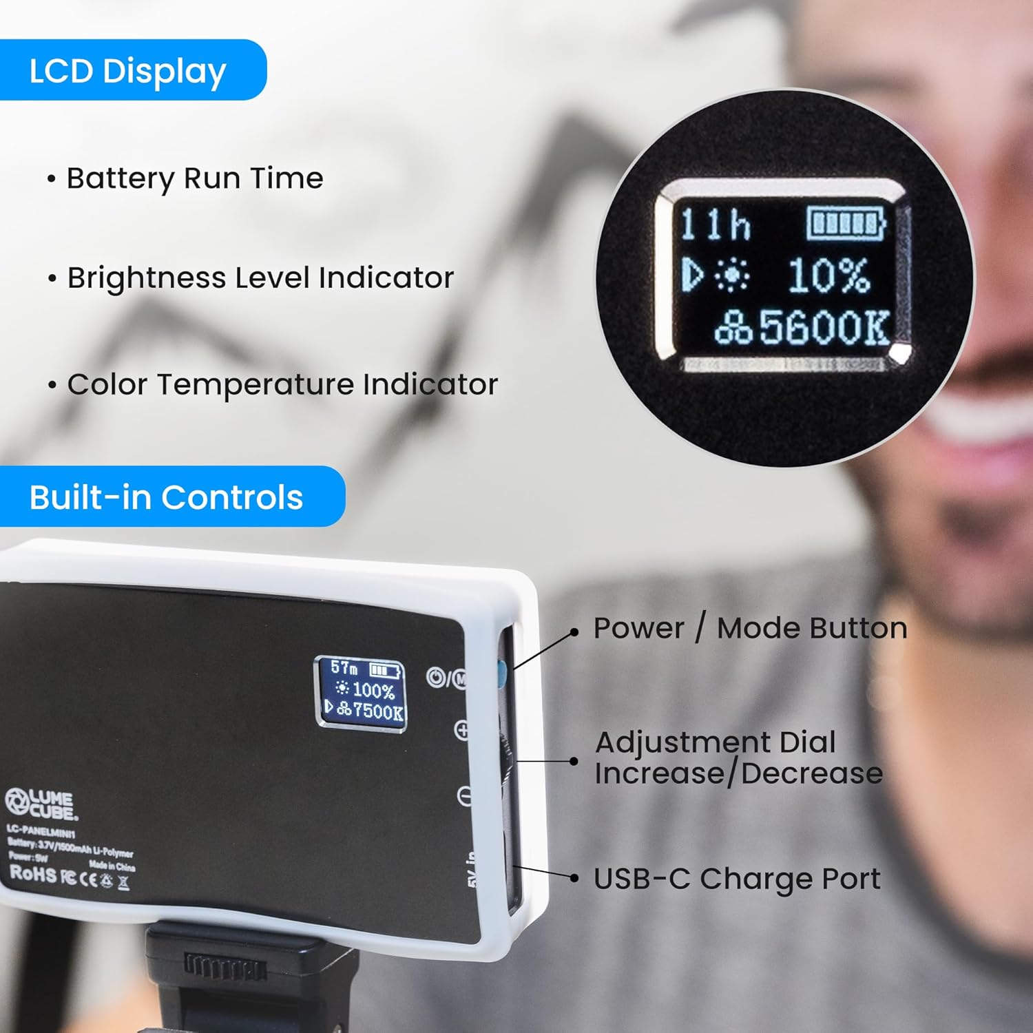 Lume Cube Video Conference Lighting Kit | Live Streaming, Video Conferencing, Remote Working | Lighting Accessory for Laptop, Adjustable Brightness and Color Temperature, Computer Mount Included image number 6