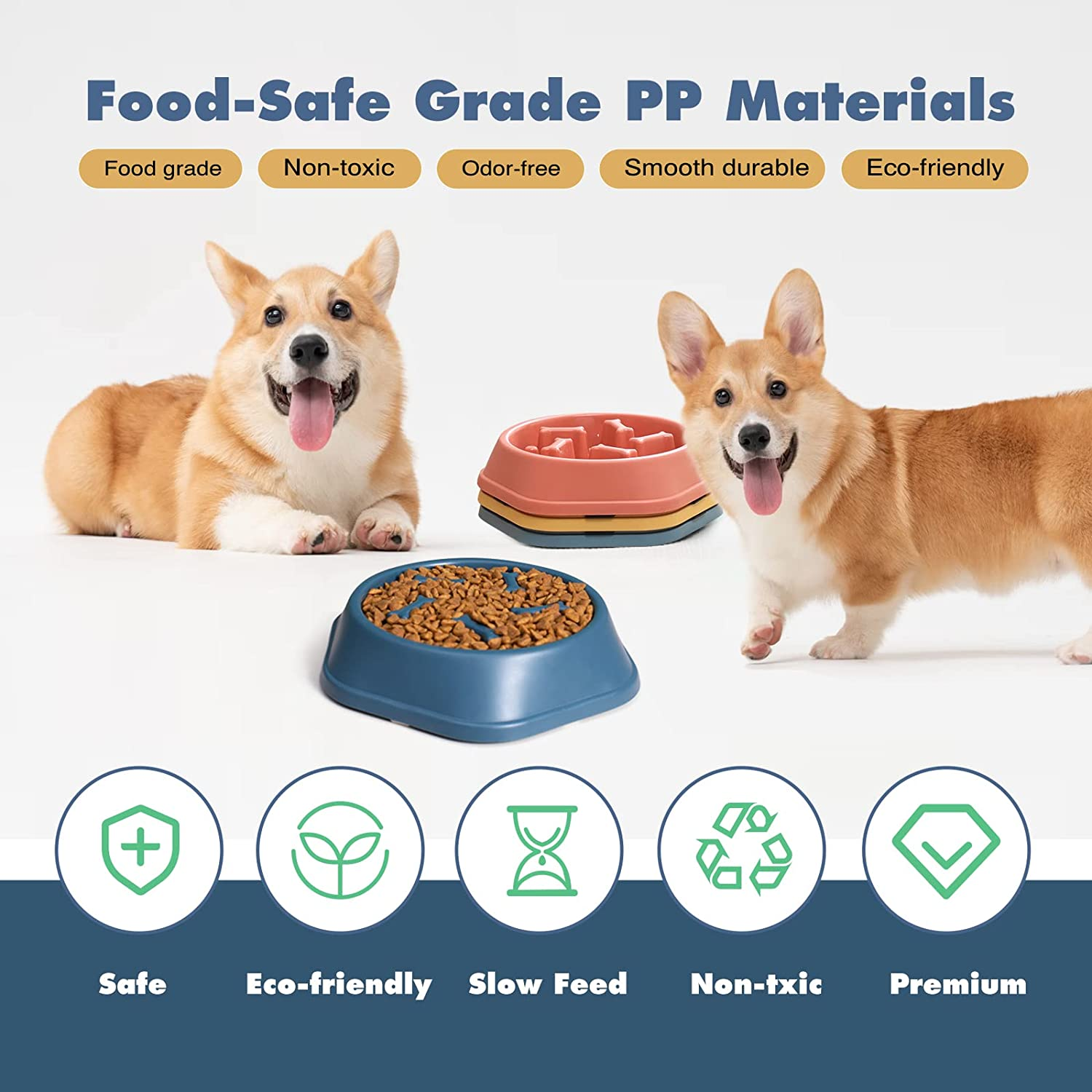 Slow Feeder Dog Bowl Preventing Choking Slow Eating Pet Bowl Anti-Gulping Interactive Healthy Design Dog Puzzle Bowl Chew-Resistant Non-Toxic Maze Puppy Bowl image number 3