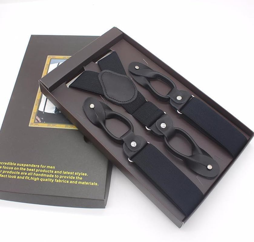 Mens Button End Dress Suspenders - Adjustable Elastic Y Shape Suspender image number 4