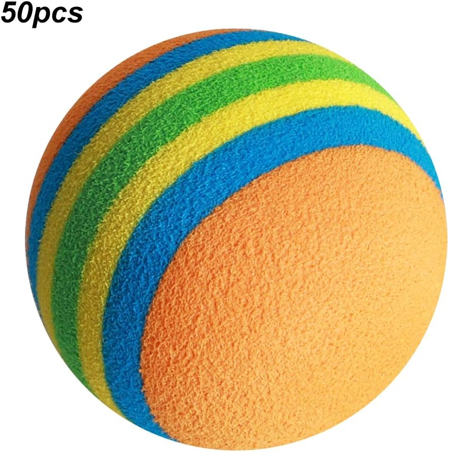 Alvinlite 50PCS Foam Balls for Cats, Rainbow Cat Toy Ball, Soft & Safe, 1.38 Inch, Indoor Play image number 5