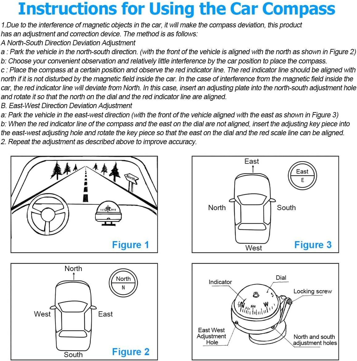 Car Compass Ball, Dash Mount Adjustable Compass Ball with Bottom Stick, Navigation Hiking Direction Pointing Guide Ball for Marine Boat Truck Caravan Outdoor, Universal Car Accessories image number 4